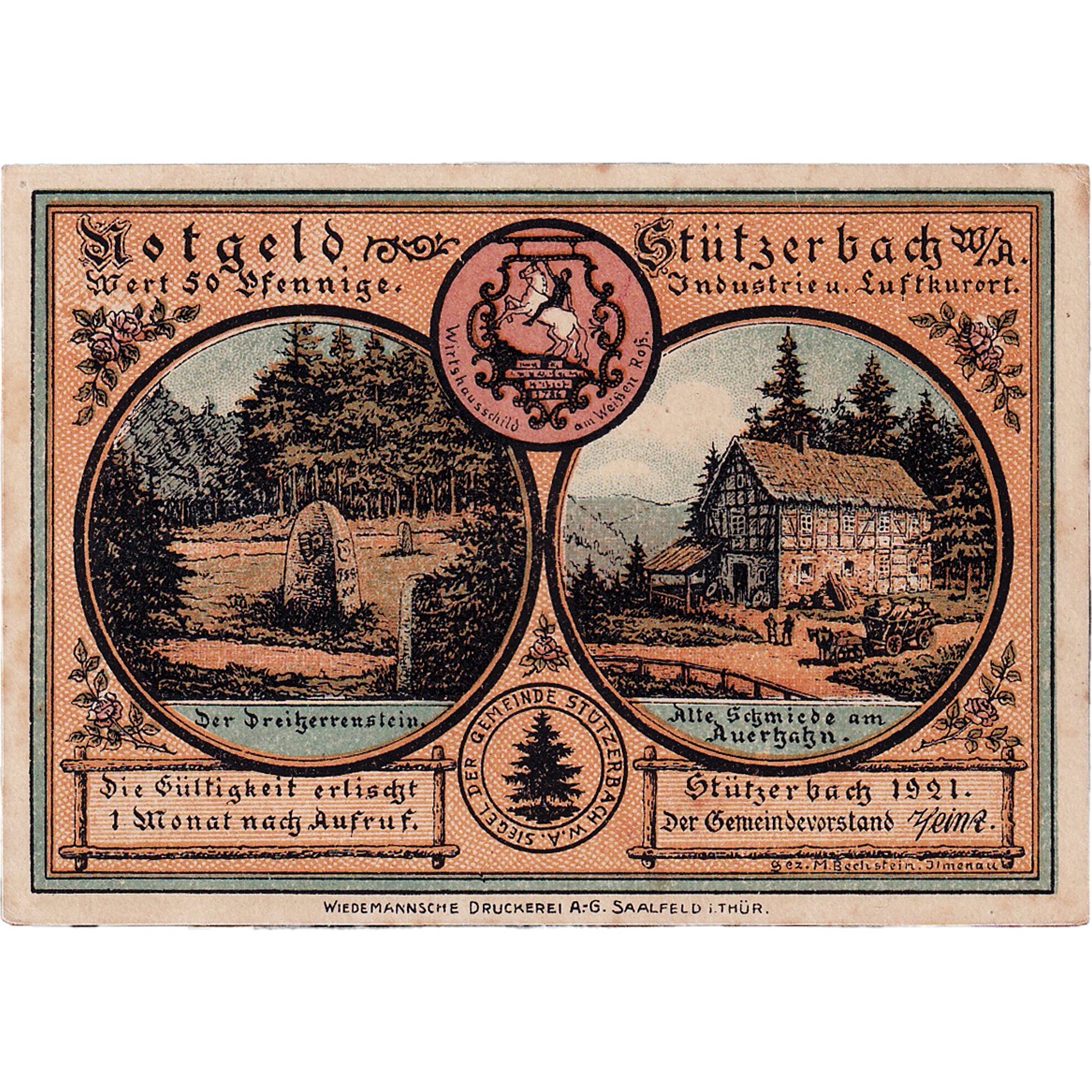 Billet, Allemagne, Stützerbach, 50 Pfennig, chalet, 1921, SUP, Mehl:1287.1