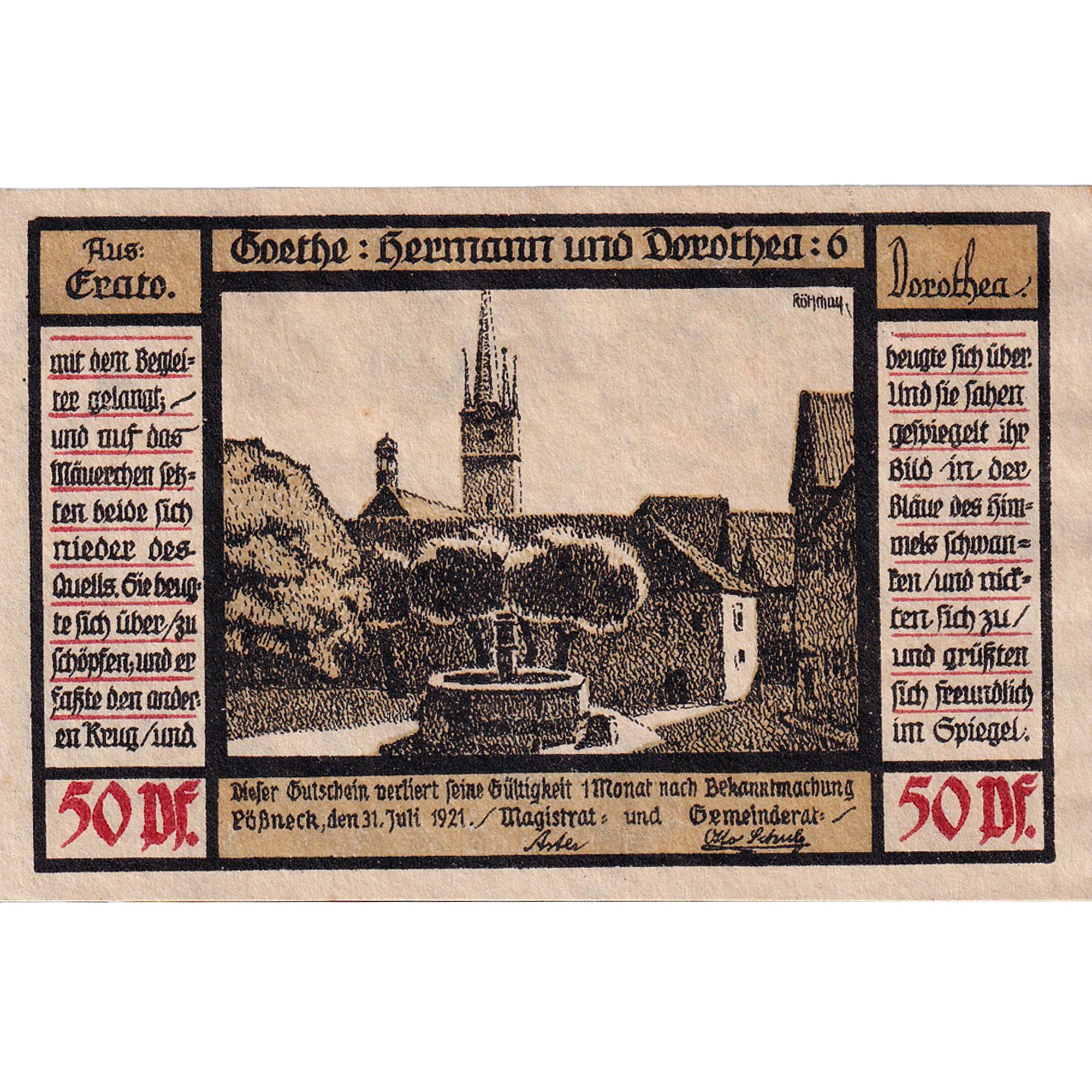 Geldschein, Deutschland, Possneck, 50 Pfennig, place, 1921, UNZ-, Mehl:1066.6