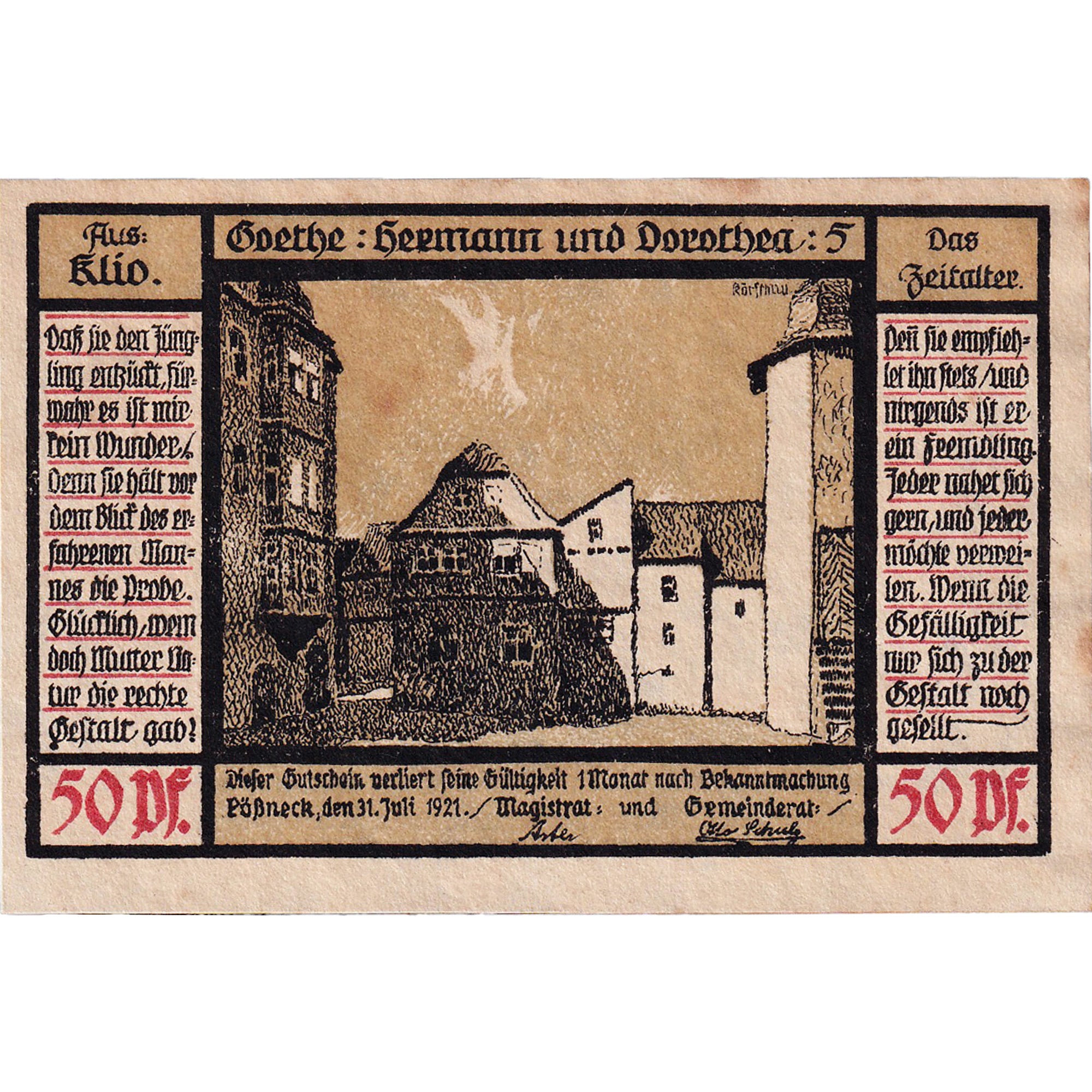 Geldschein, Deutschland, Possneck, 50 Pfennig, village, 1921, UNZ-, Mehl:1066.6