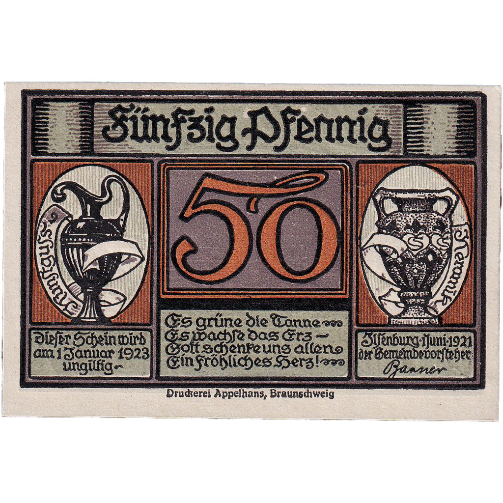 Geldschein, Deutschland, Ilsenburg, 50 Pfennig, Pâture 1923 UNZ- Mehl:644.2a