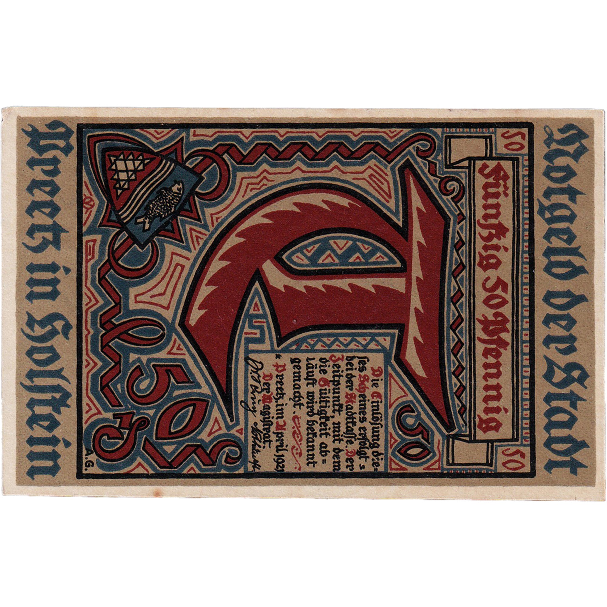Geldschein, Deutschland, Preetz, 50 Pfennig, ferme, 1921, UNZ-, Mehl:1071.3
