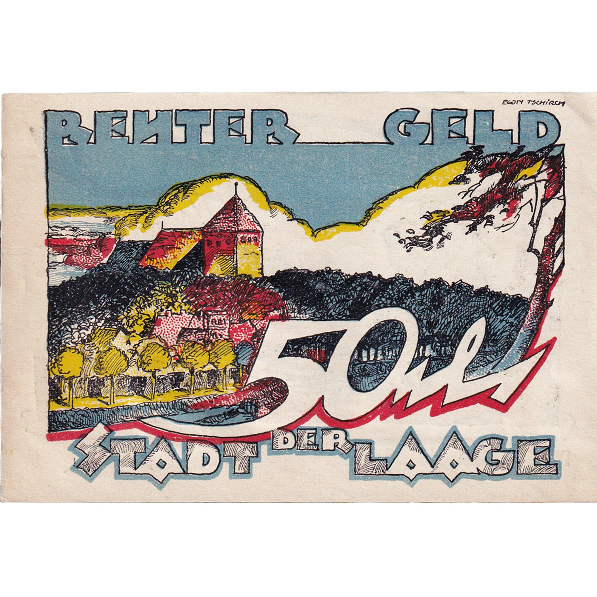 Geldschein, Deutschland, Laage, 50 Pfennig, paysage 1922-02-28, VZ+ Mehl:754.1