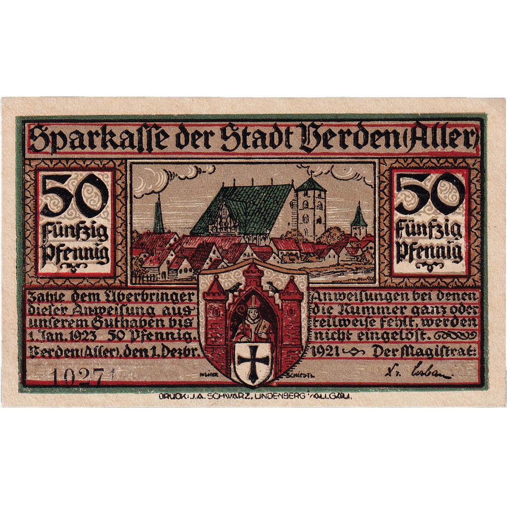 Geldschein, Deutschland, Verden, 50 Pfennig, Animaux, 1923 UNZ- Mehl:1360.1