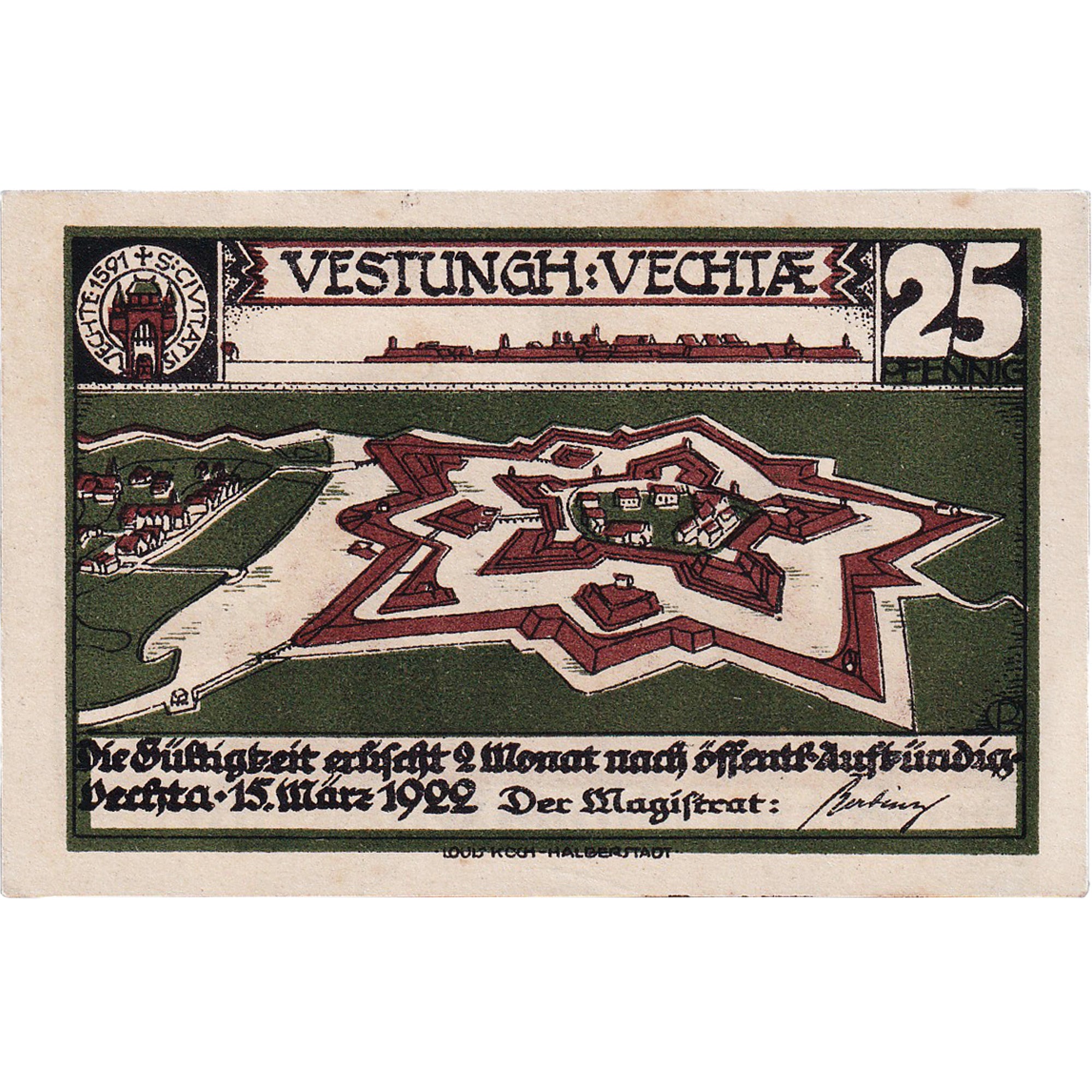 Banknot, Niemcy, Vechta, 25 Pfennig, armée 1922-03-15, UNC(63) Mehl:1358.1