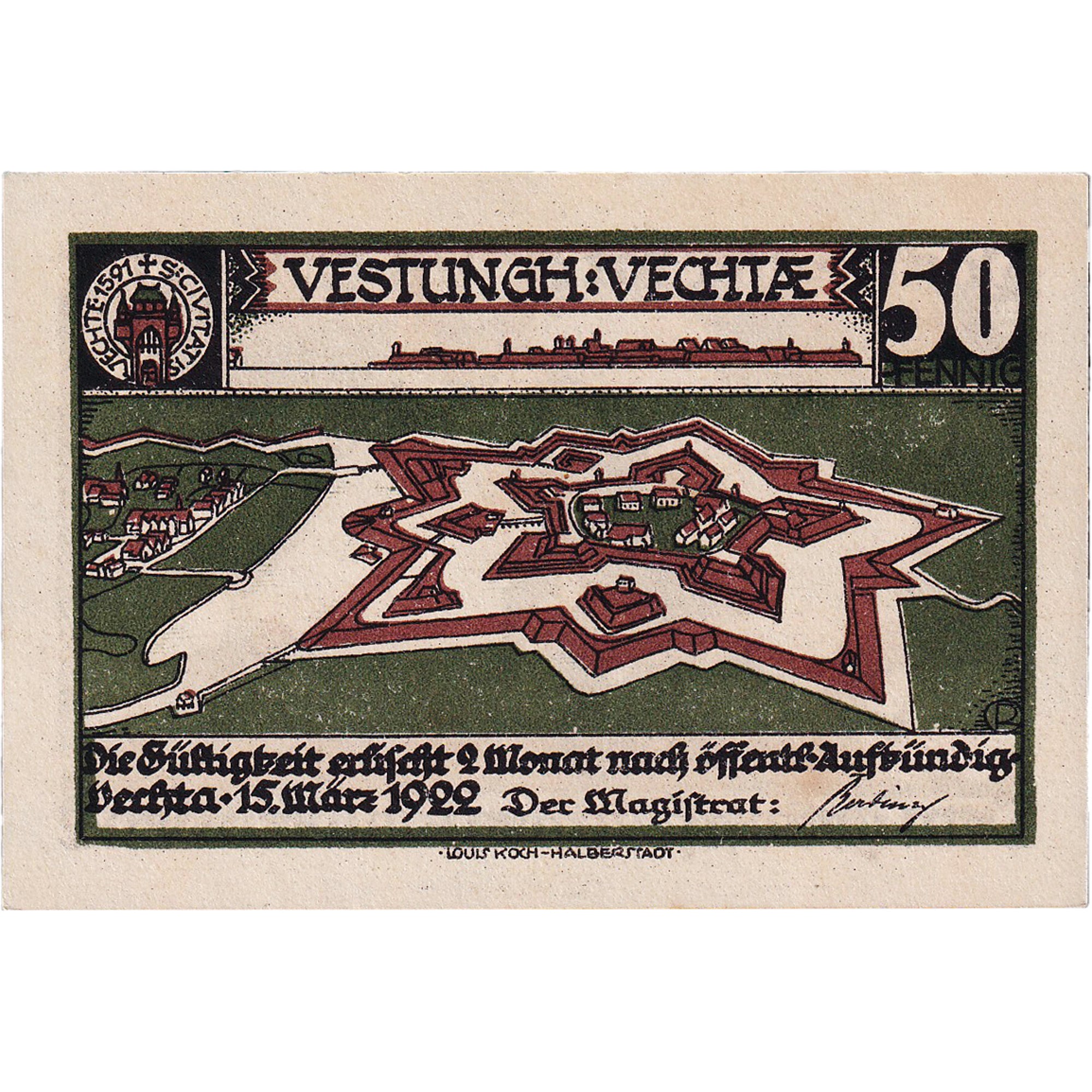 Banconote, Germania, Vechta, 50 Pfennig, personnage 1922-03-15, SPL Mehl:1358.1