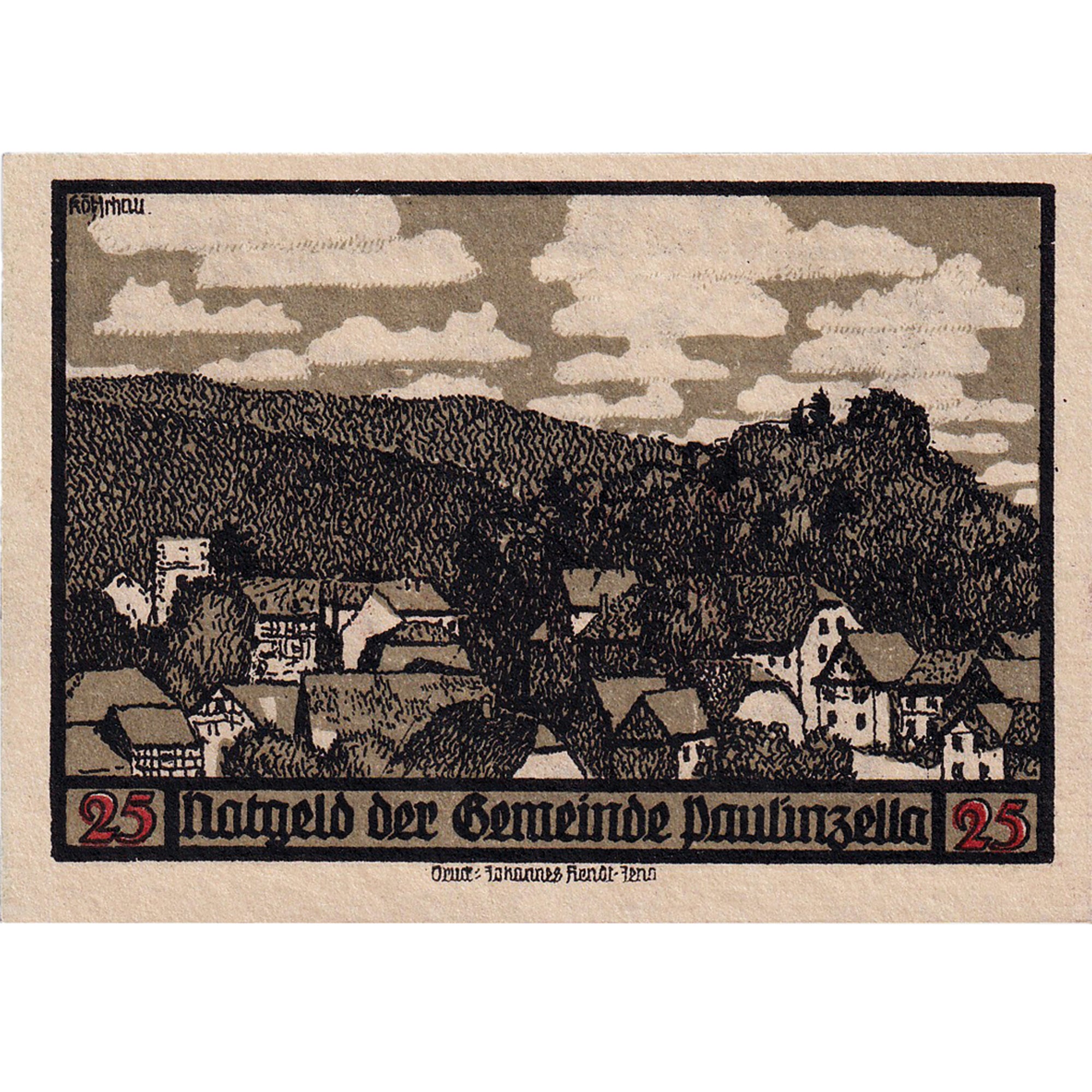 Banknot, Niemcy, Paulinzella, 25 Pfennig, Ville 1922-03-31, UNC(63) Mehl:1053.1c