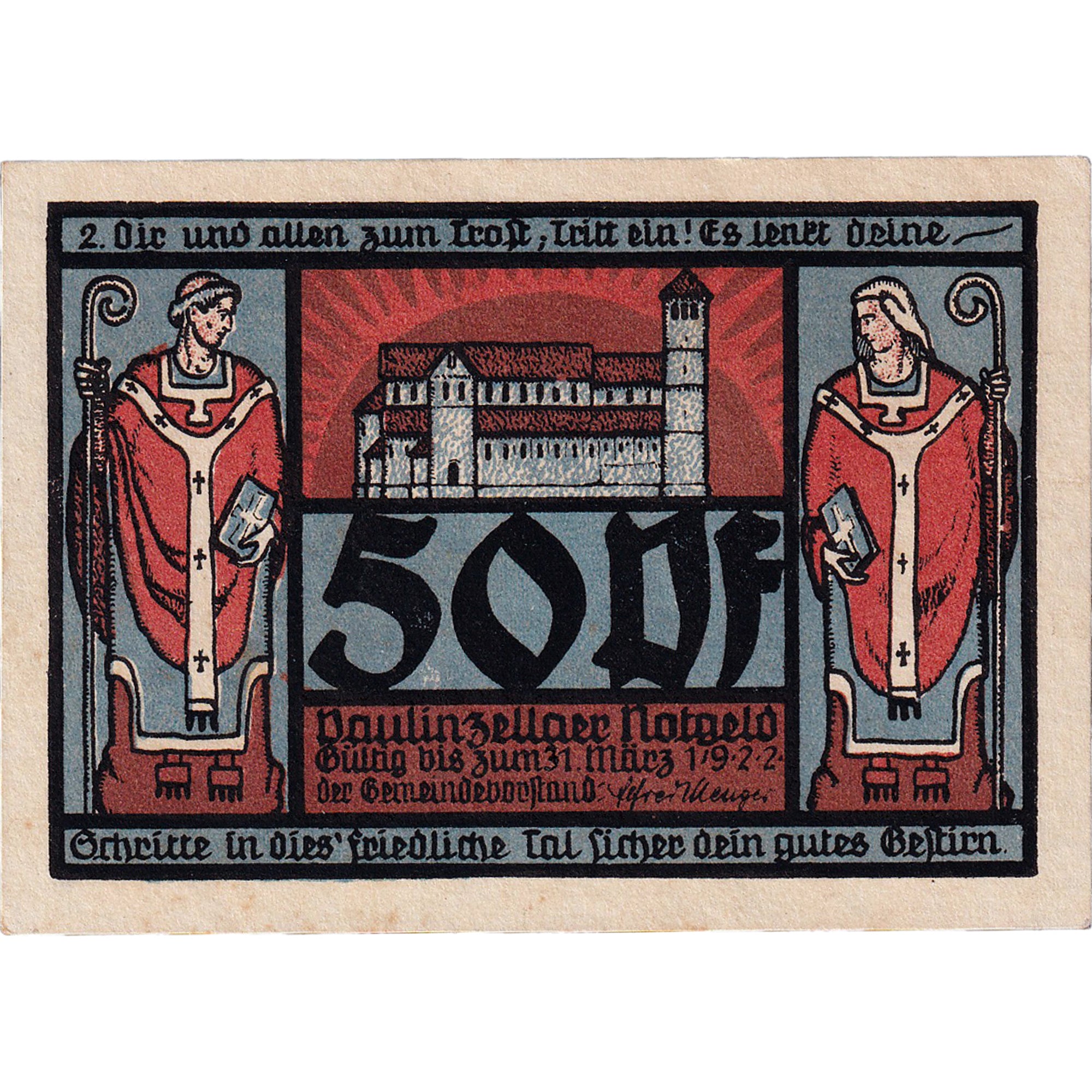 Banconote, Germania, Paulinzella, 50 Pfennig, entrée 1922-03-31 SPL Mehl:1053.1c