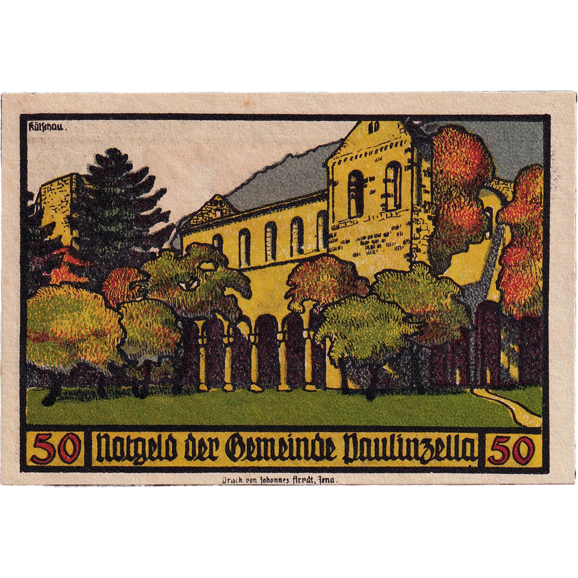 Banconote, Germania, Paulinzella, 50 Pfennig, monastère 1922 SPL Mehl:1053.1c