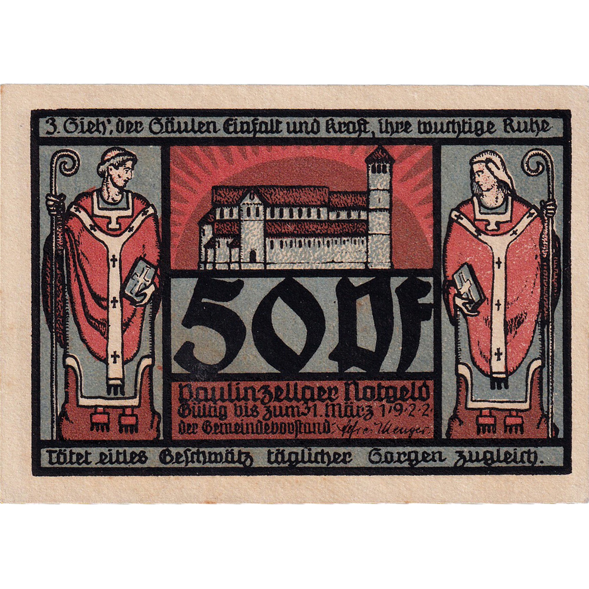 Banconote, Germania, Paulinzella, 50 Pfennig, Eglise, 1922 SPL Mehl:1053.1c