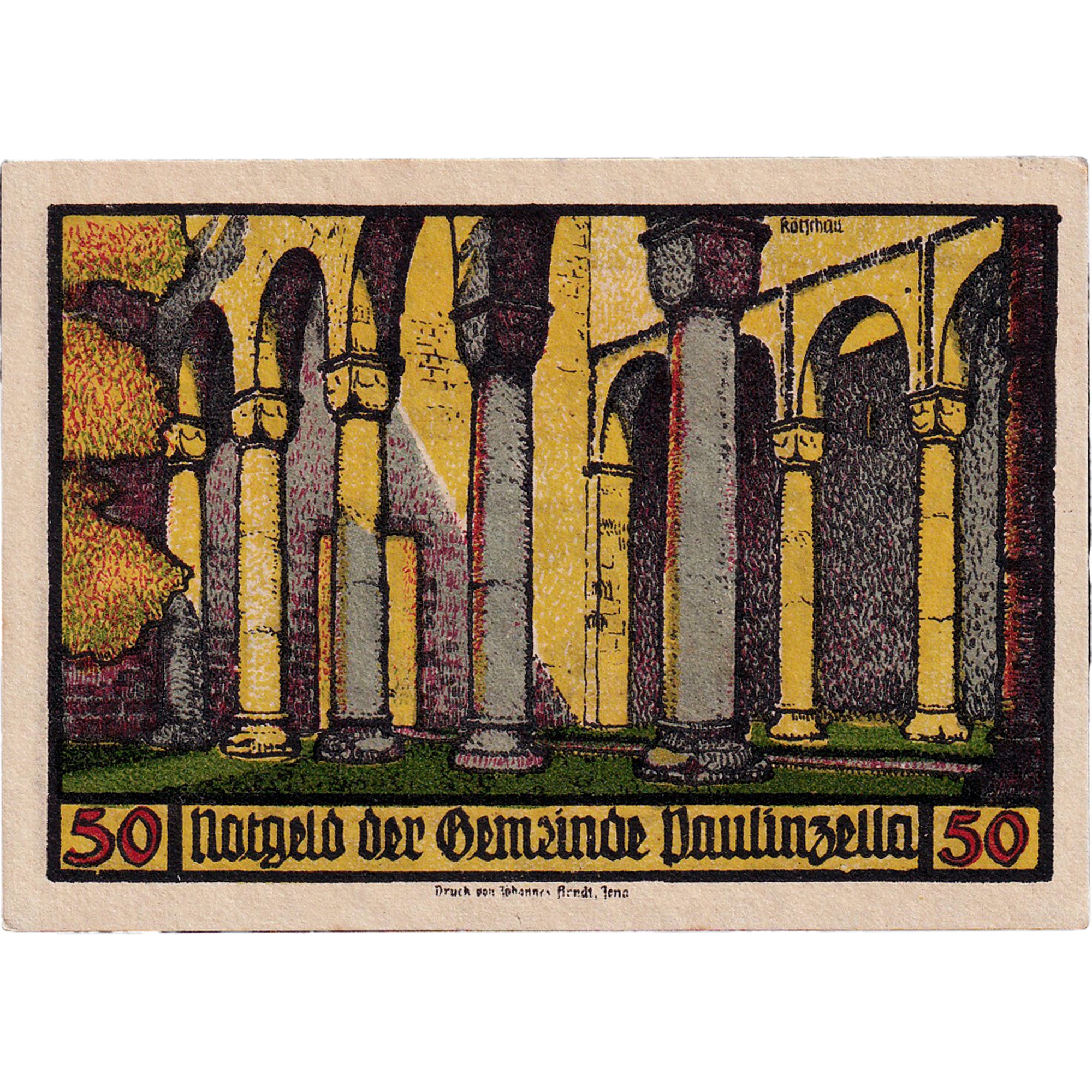 Banconote, Germania, Paulinzella, 50 Pfennig, Eglise, 1922 SPL Mehl:1053.1c