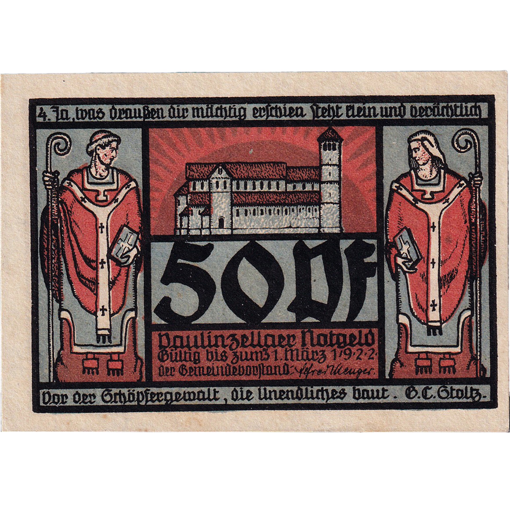 Banconote, Germania, Paulinzella, 50 Pfennig, allée, 1922, 1922-03-31, SPL