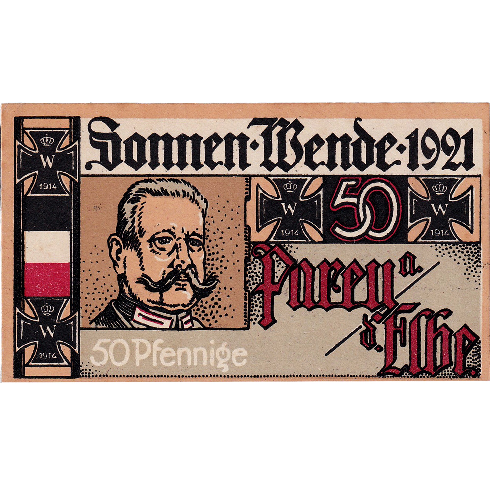 Banknot, Niemcy, Sonnen, 50 Pfennig, portrait, 1921, UNC(63), Mehl:1047.5