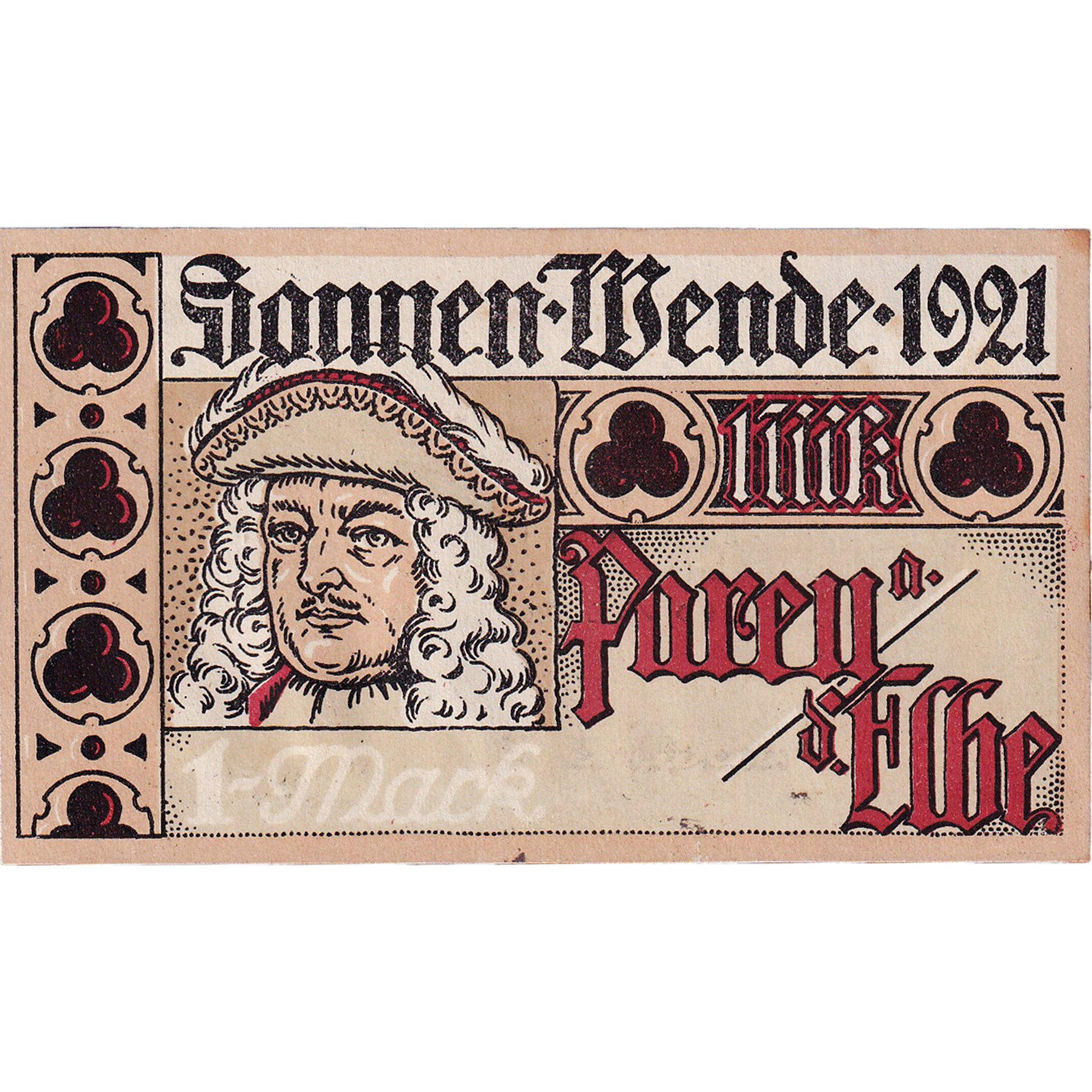 Banconote, Germania, Sonnen, 1 Mark, portrait 4, 1921, SPL, Mehl:1047.5