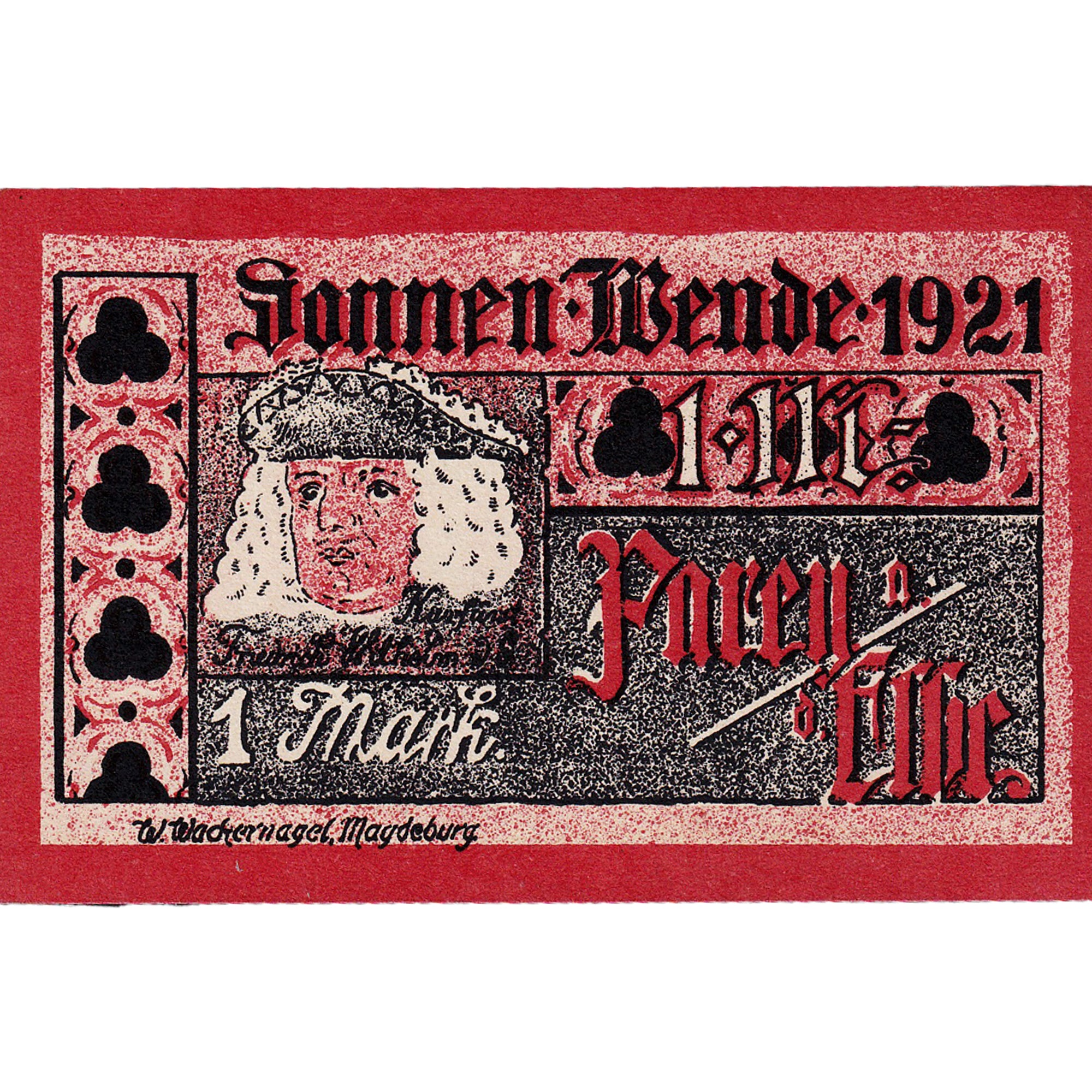 Banknot, Niemcy, Sonnen, 1 Mark, portrait, 1921, UNC(63), Mehl:1047.6