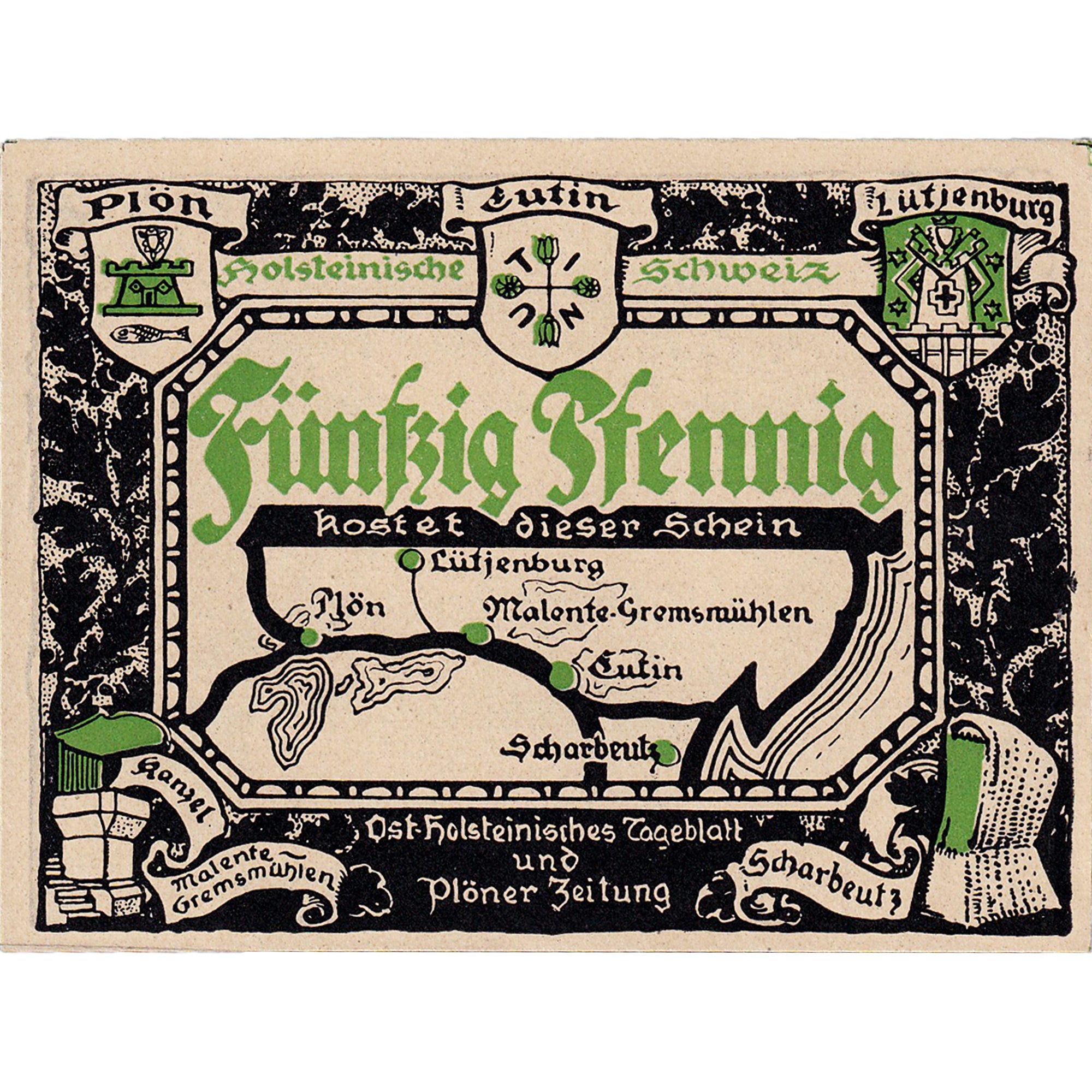 Banconote, Germania, Plön, 50 Pfennig, carte, 1921, SPL, Mehl:1063.4