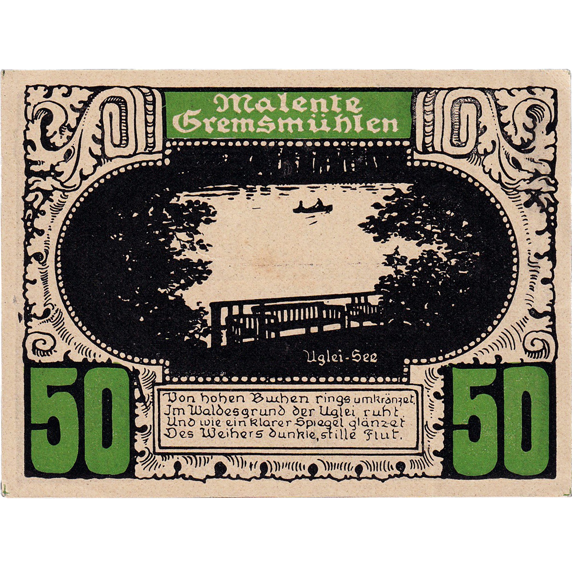 Banknot, Niemcy, Plön, 50 Pfennig, barque, 1921, UNC(63), Mehl:1063.4