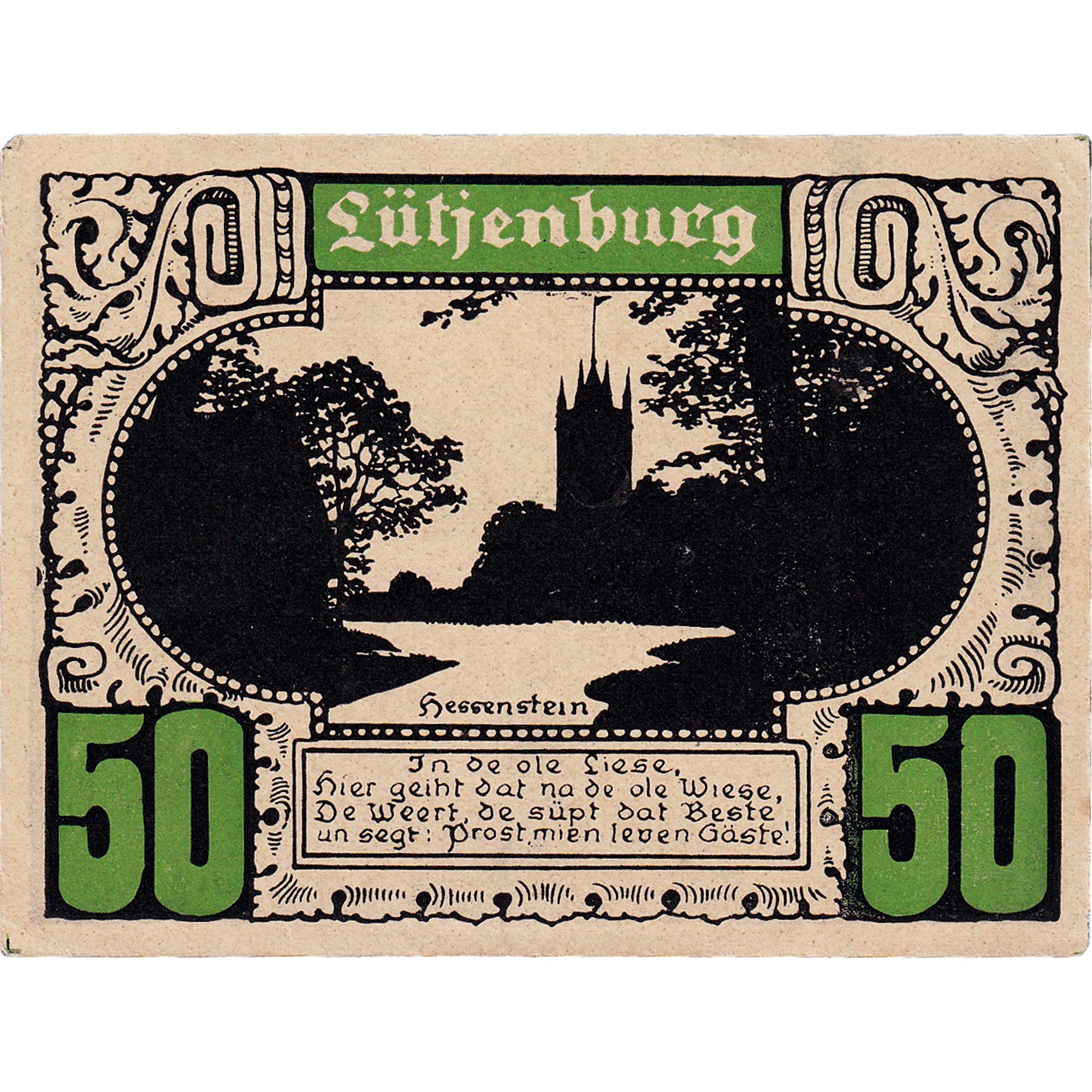 Banconote, Germania, Plön, 50 Pfennig, château, 1921, SPL, Mehl:1063.4