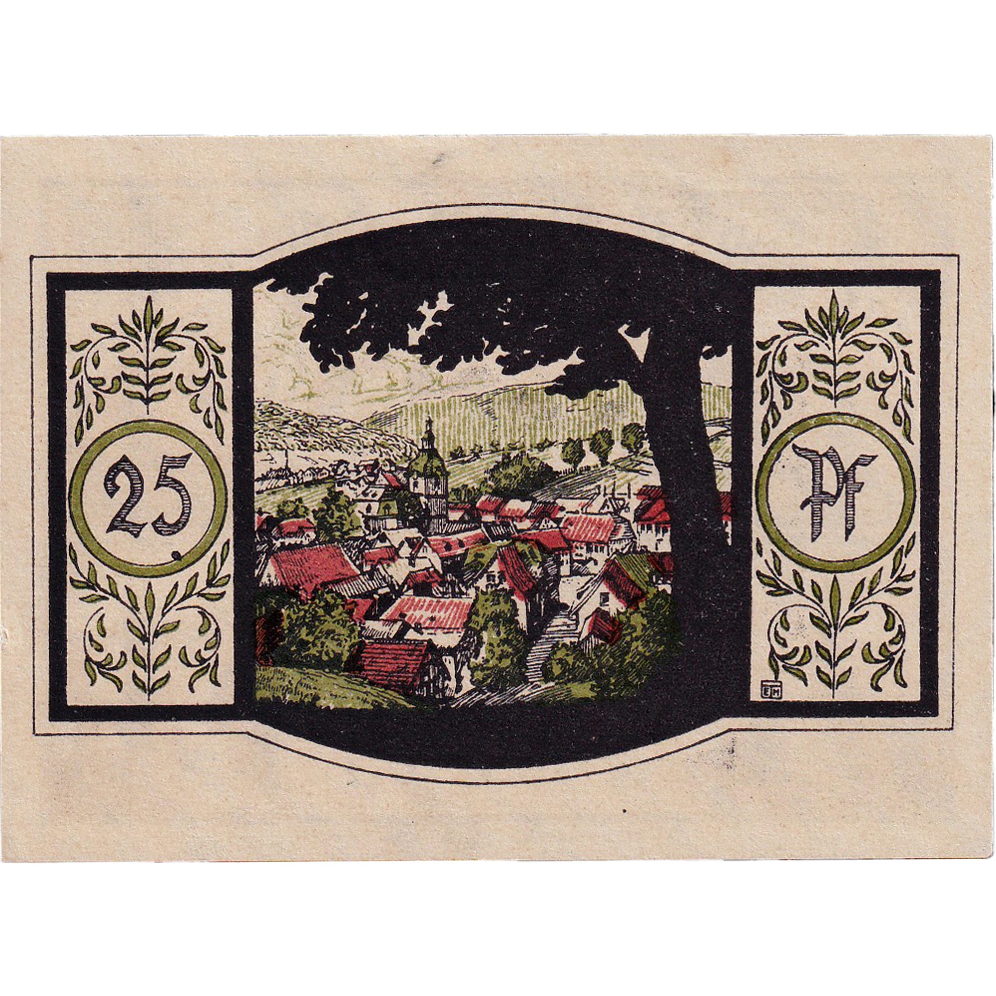 Banconote, Germania, Zella-Mehlis, 25 Pfennig, paysage, 1921, SPL, Mehl:1468.1
