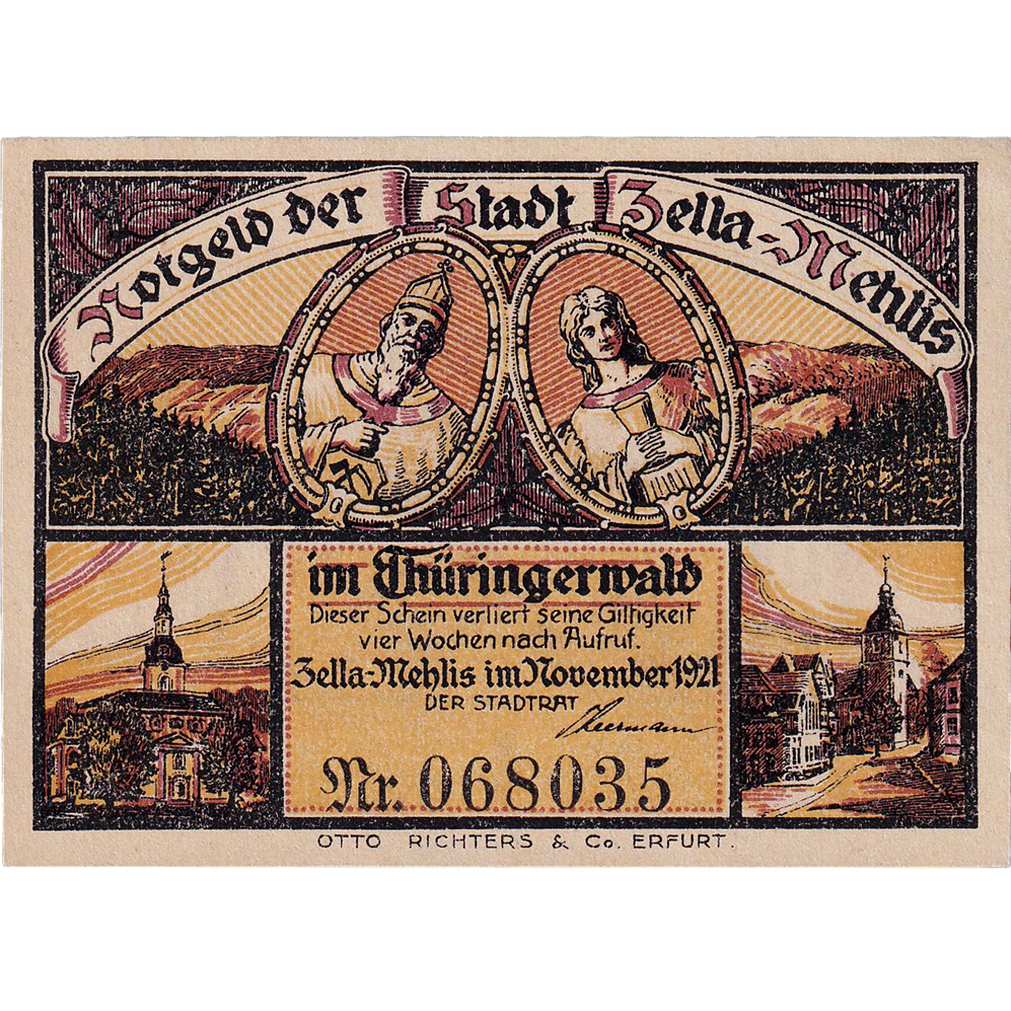 Banconote, Germania, Zella-Mehlis, 50 Pfennig personnage 1921, SPL Mehl:1468.1