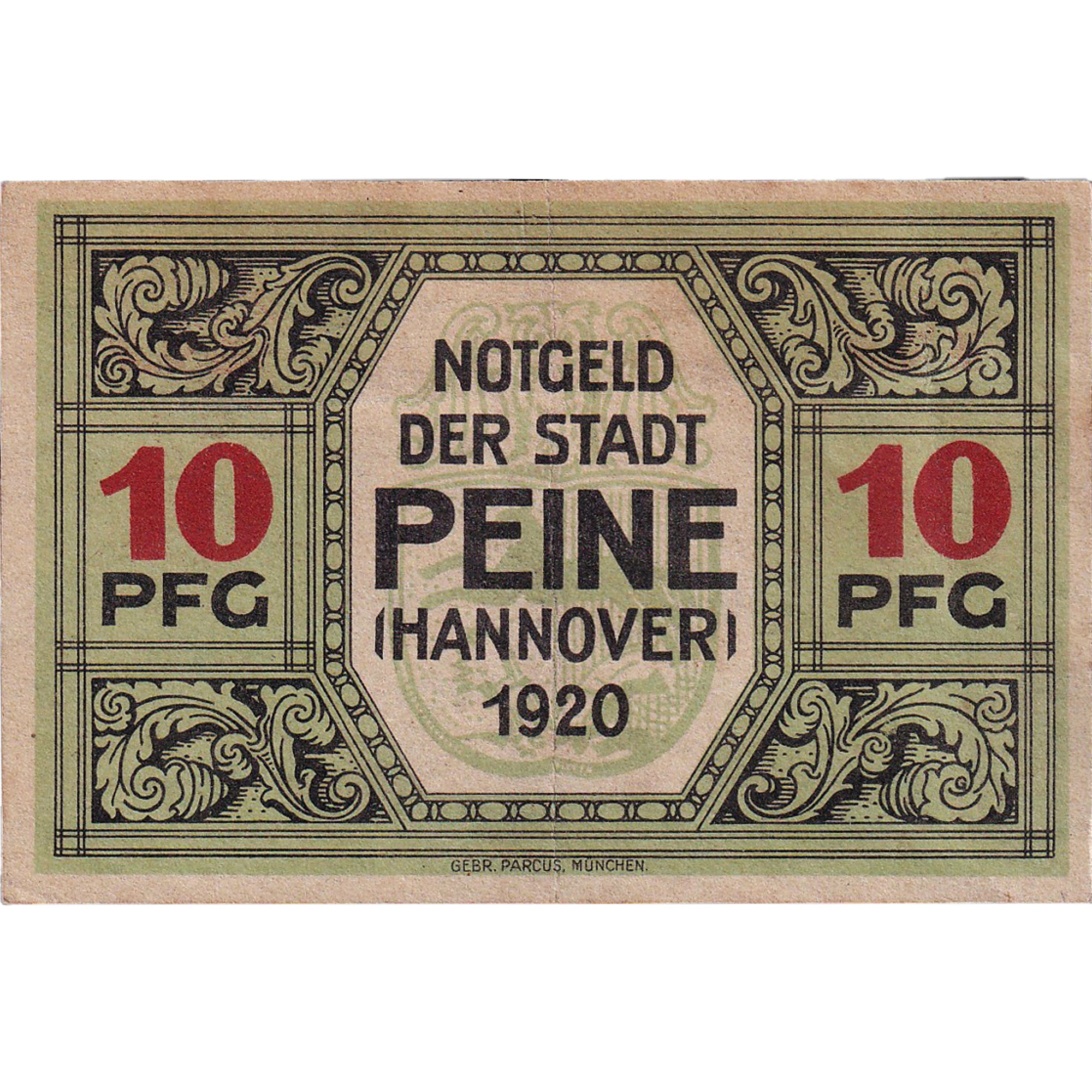 Banconote, Germania, Peine, 10 Pfennig, rue, 1920, 1920-06-03, SPL, Mehl:P 11.2a