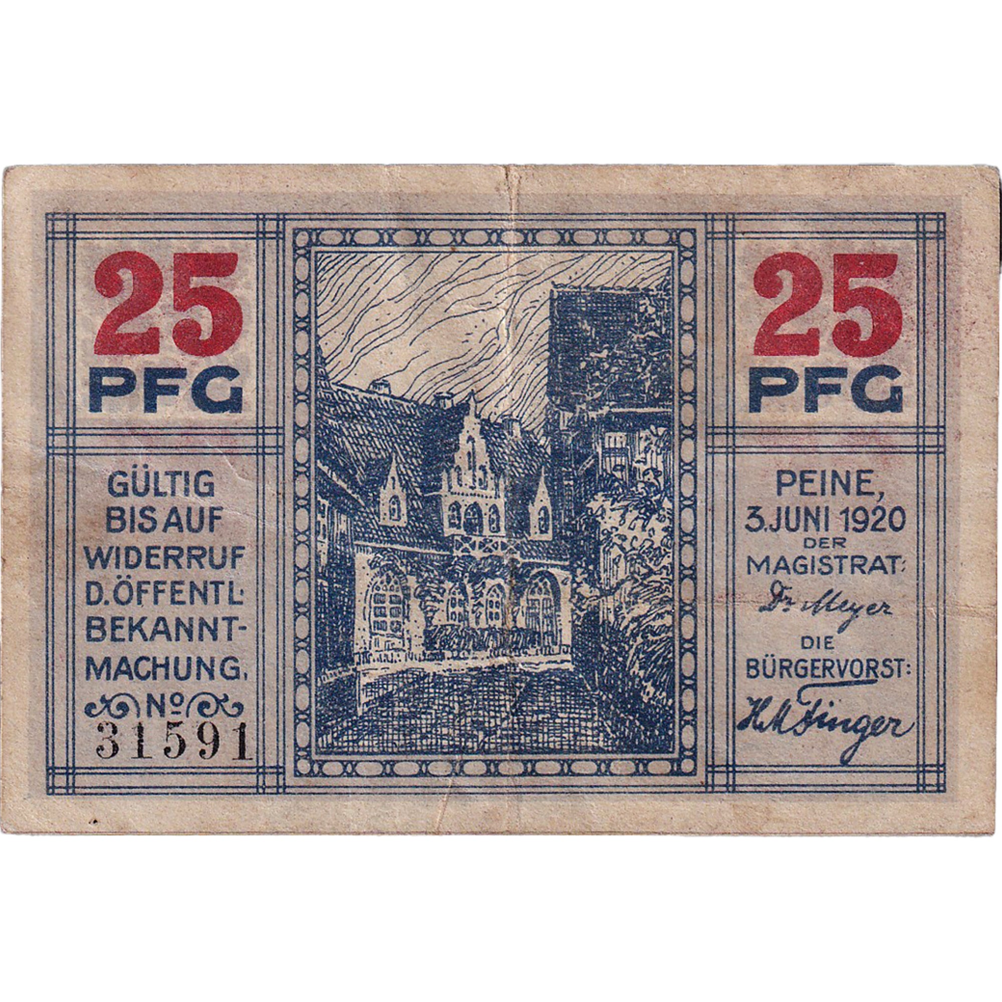Banconote, Austria, Peine, 25 Pfennig, Maison 1920-06-03, BB Mehl:P 11.2a