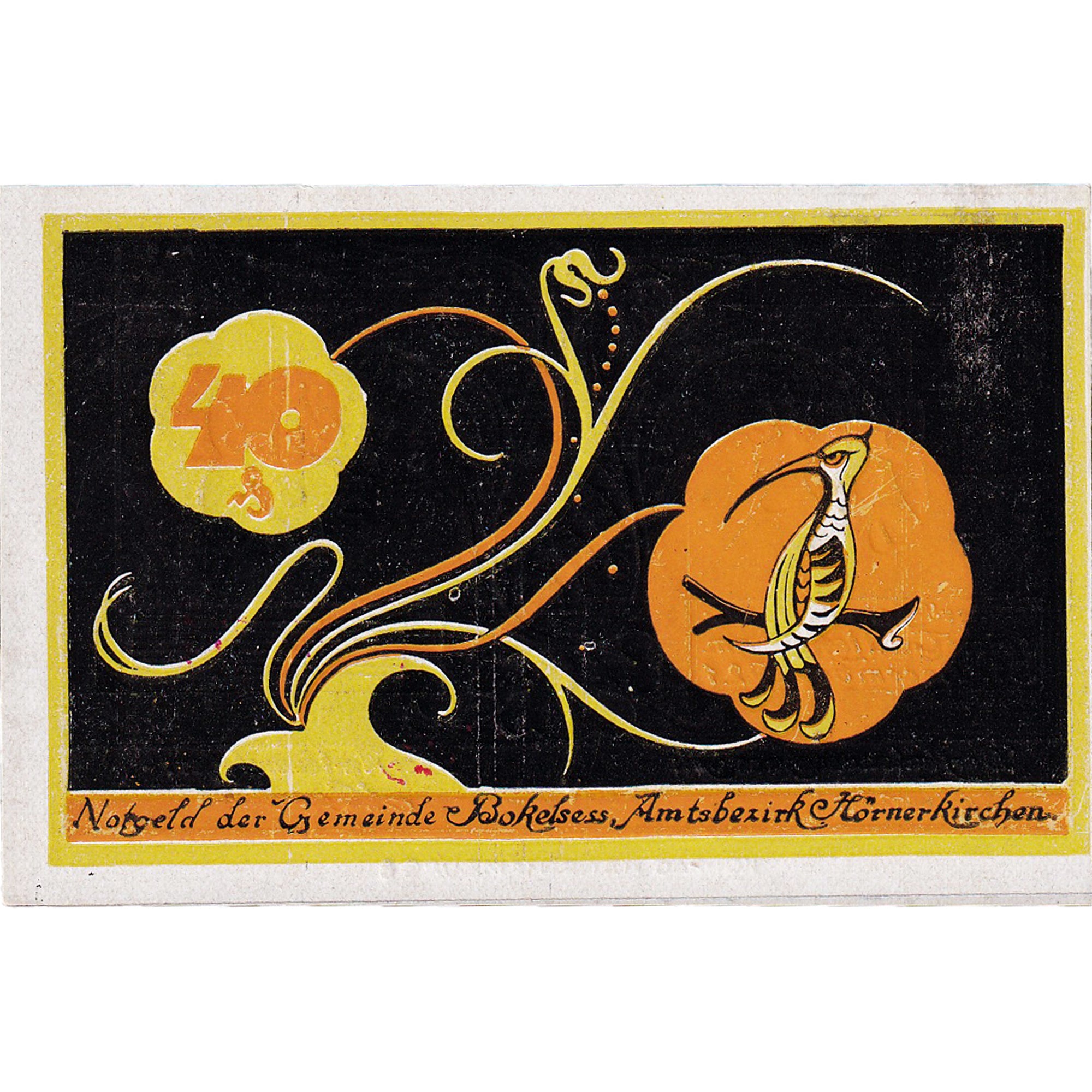 Banconote, Germania, Bokelsess, 40 Pfennig, Fleur, 1921, SPL, Mehl:136.1