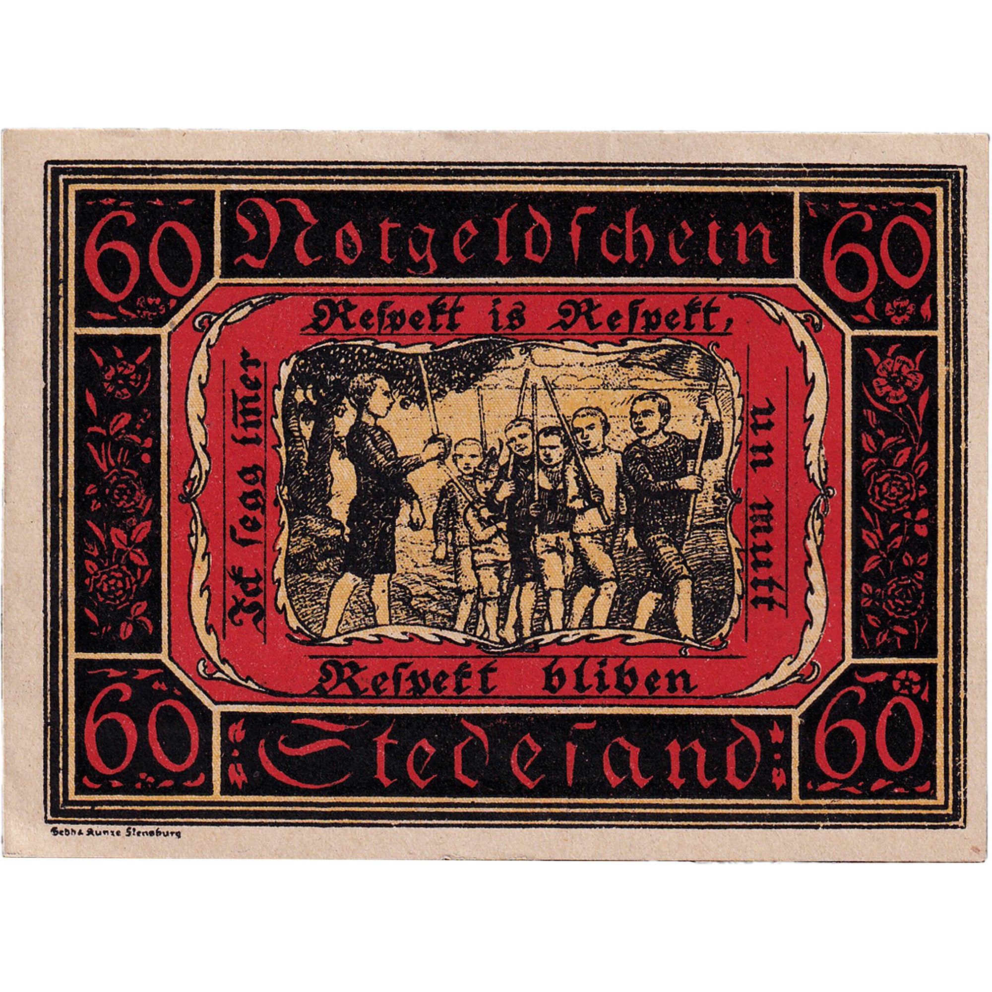 Banknot, Niemcy, Stedesand, 60 Pfennig, personnage 1920 UNC(63) Mehl:1259.1c