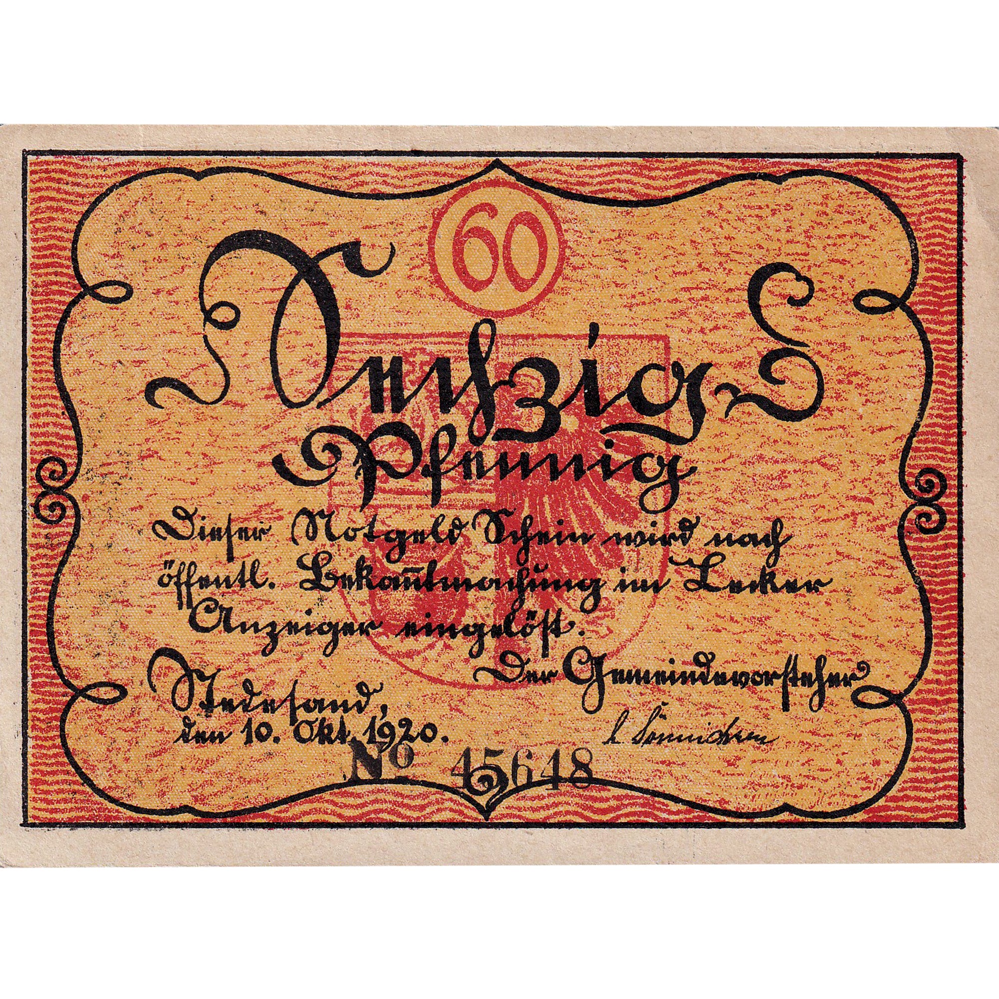 Banconote, Germania, Stedesand, 60 Pfennig, Texte, 1920 SPL Mehl:1259.1c