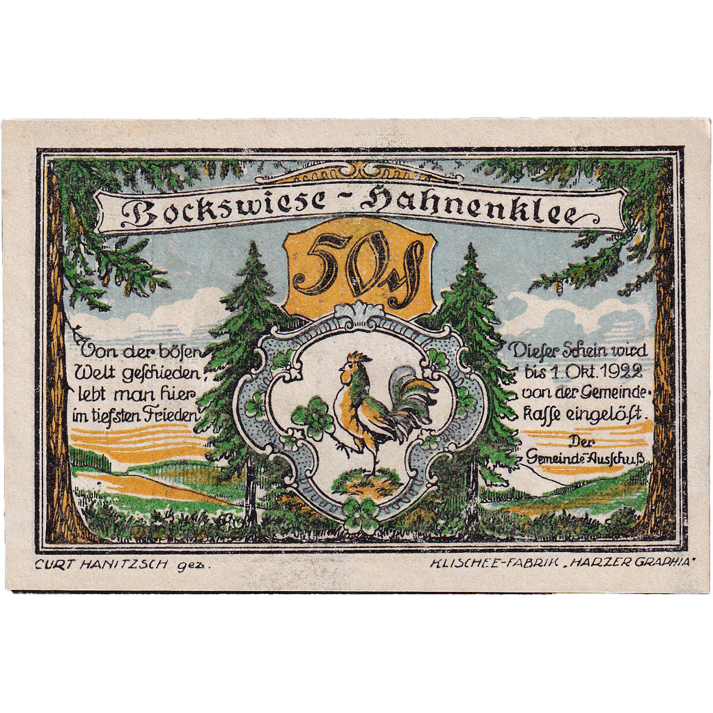 Banconote, Germania, Bockswiese, 50 Pfennig, lac, 1922 SPL Mehl:131.1