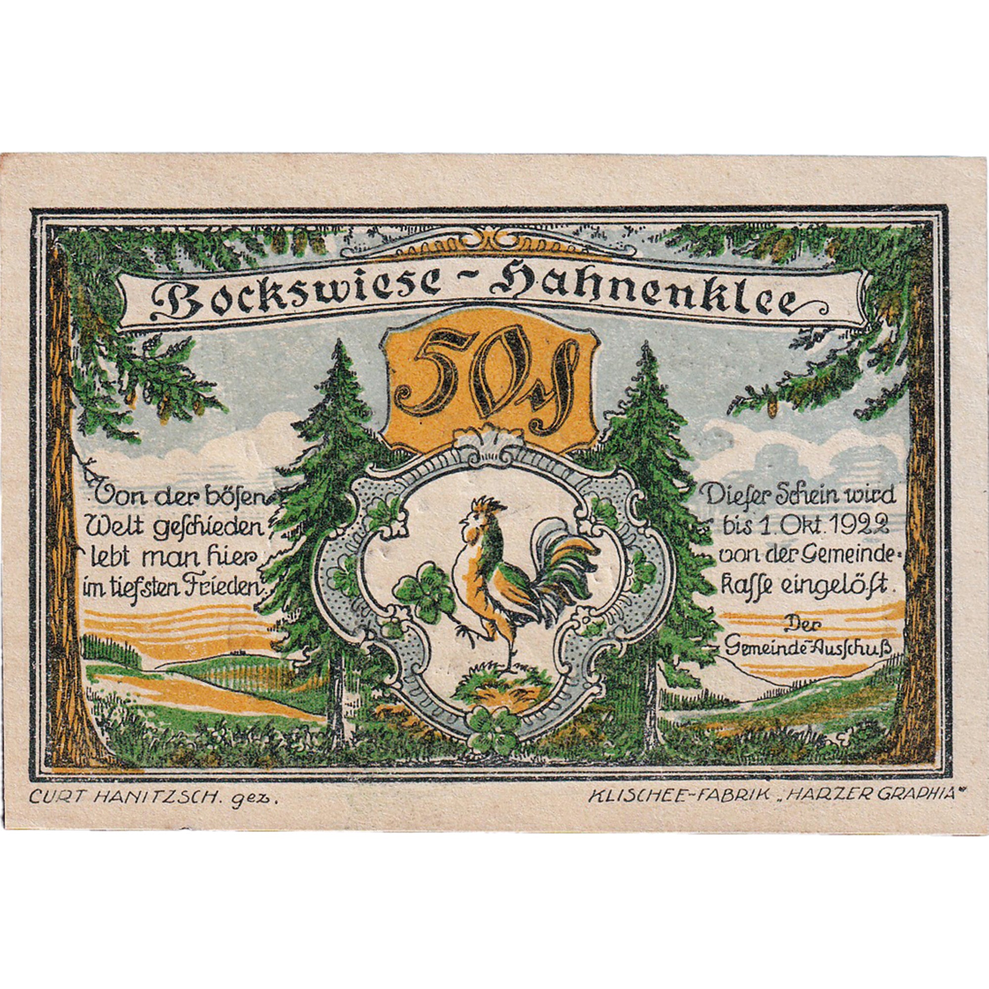 Banconote, Germania, Bockswiese, 50 Pfennig, luge 1922-10-01, SPL Mehl:131.1