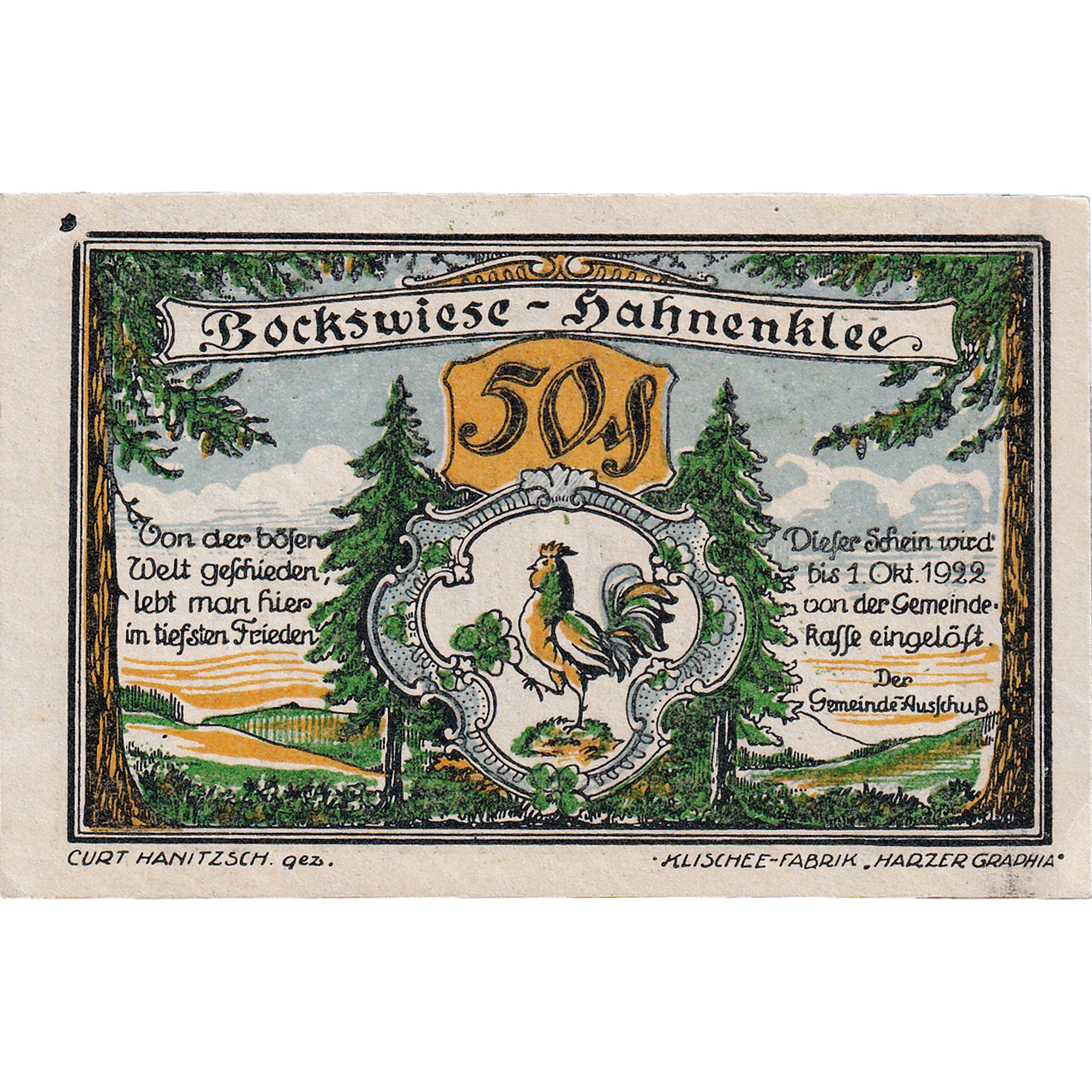 Banconote, Germania, Bockswiese, 50 Pfennig, banc, 1922 SPL Mehl:131.1