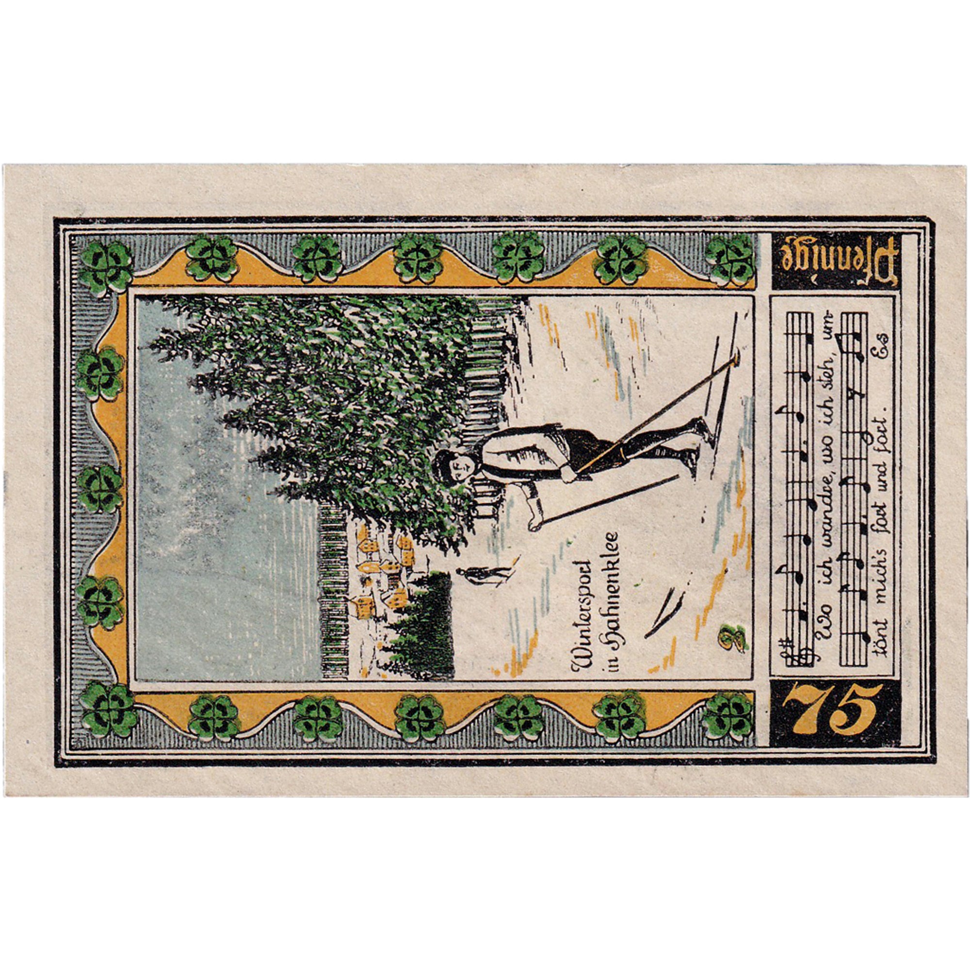 Banconote, Germania, Bockswiese, 75 Pfennig, skieur, 1922 SPL Mehl:131.1