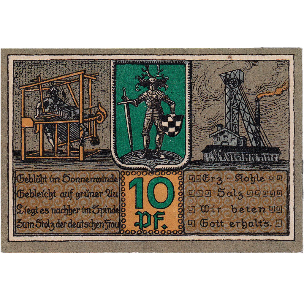Banconote, Germania, Bleicherode, 10 Pfennig, mairie, 1921 SPL Mehl:119.1