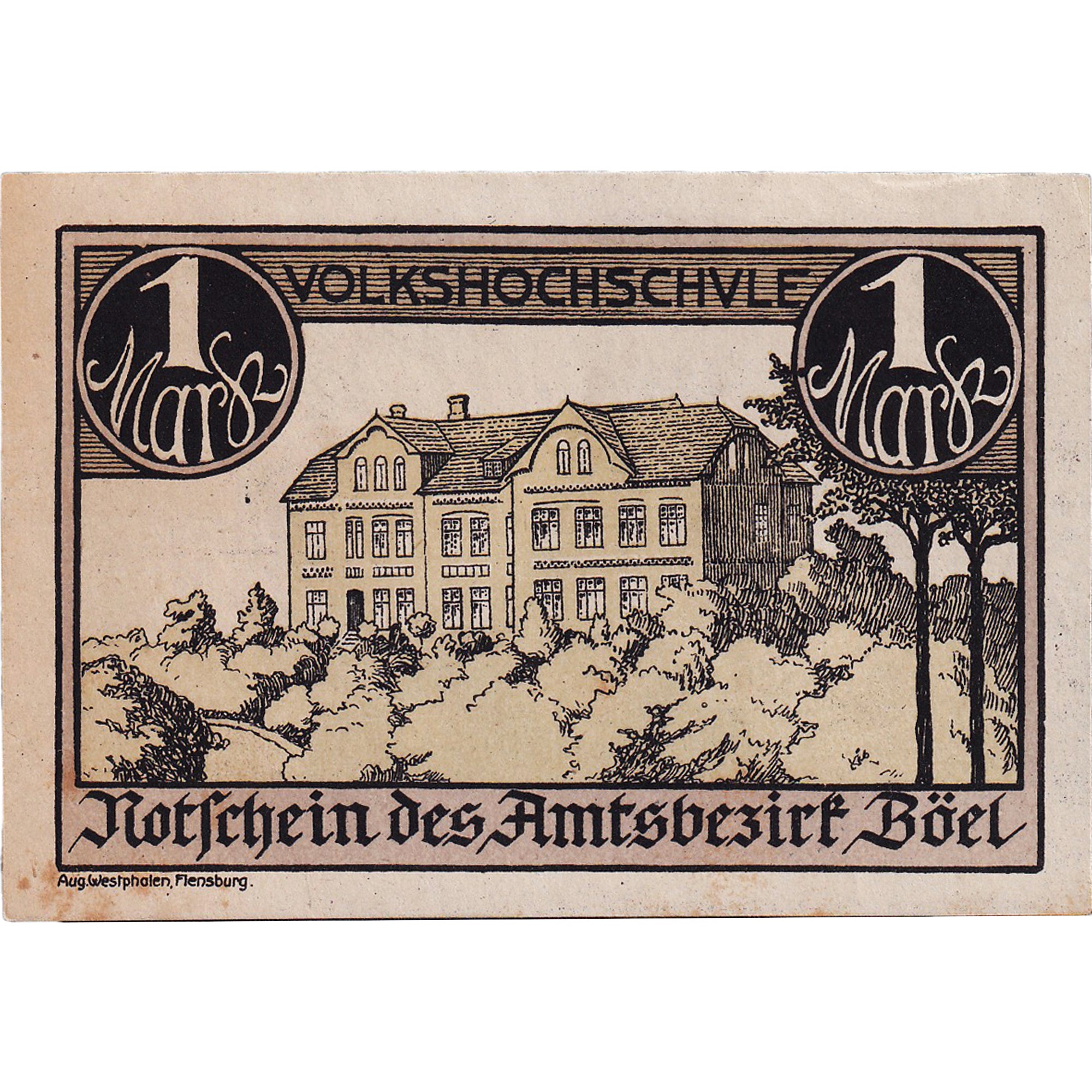 Banconote, Germania, Böel, 1 Mark, Eglise, 1920, SPL-, Mehl:132.1a