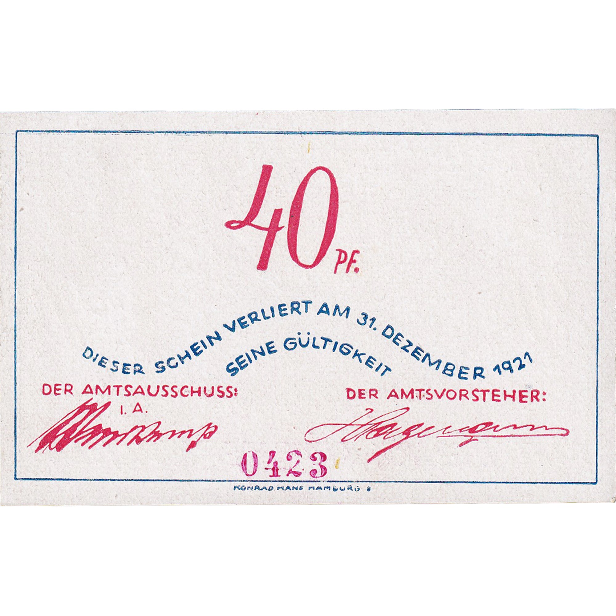 Banconote, Germania, Bokel, 40 Pfennig, arbre 1921-12-31, SPL Mehl:135.1a