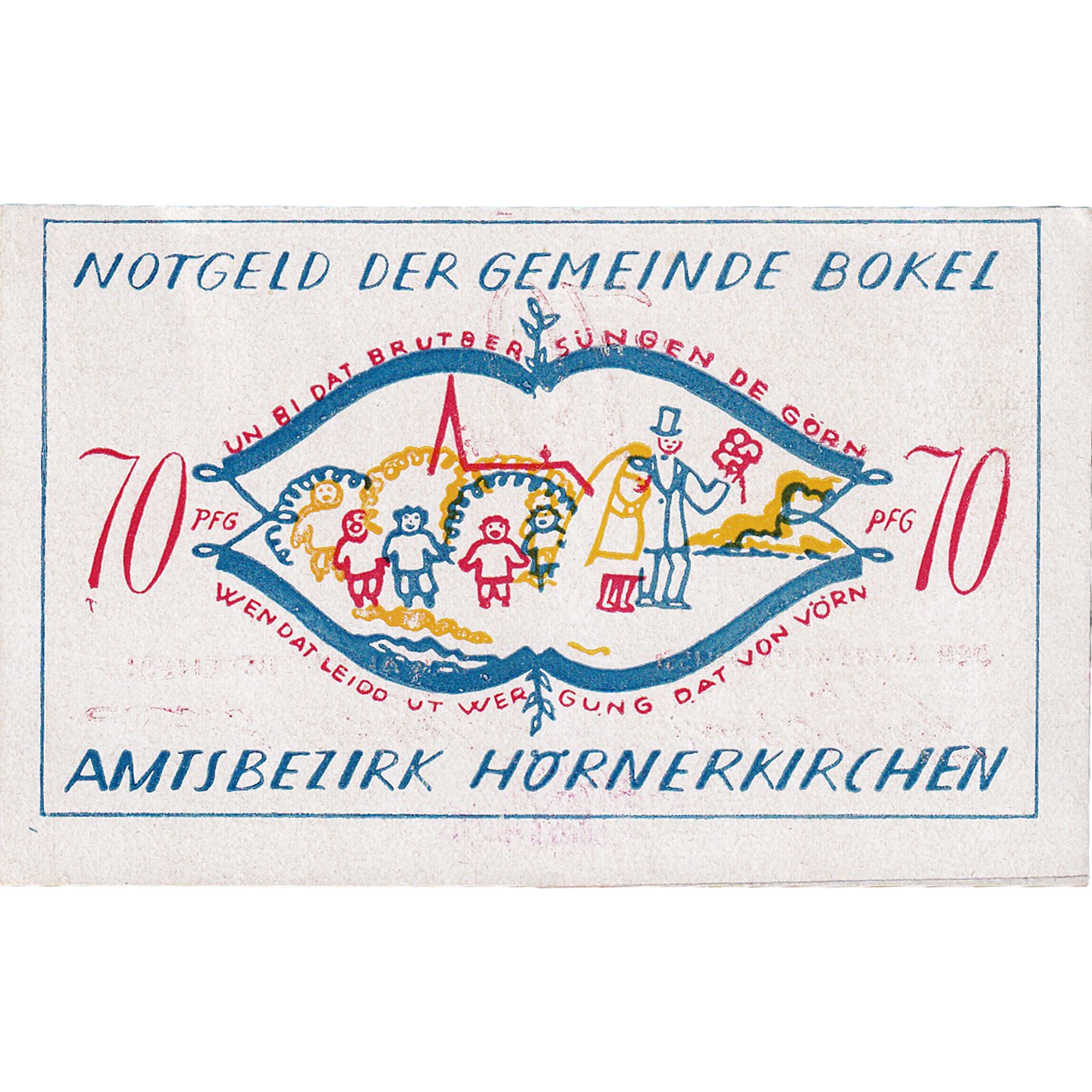 Nota, Alemanha, Bokel, 70 Pfennig, mariage, 1921-12-31, UNC(63) Mehl:135.1a