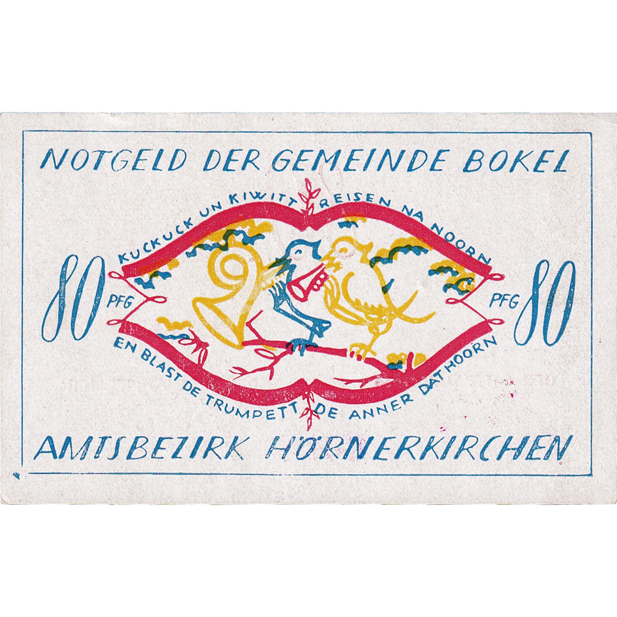 Banknot, Niemcy, Bokel, 80 Pfennig, oiseau 1921-12-31, UNC(63) Mehl:135.1a