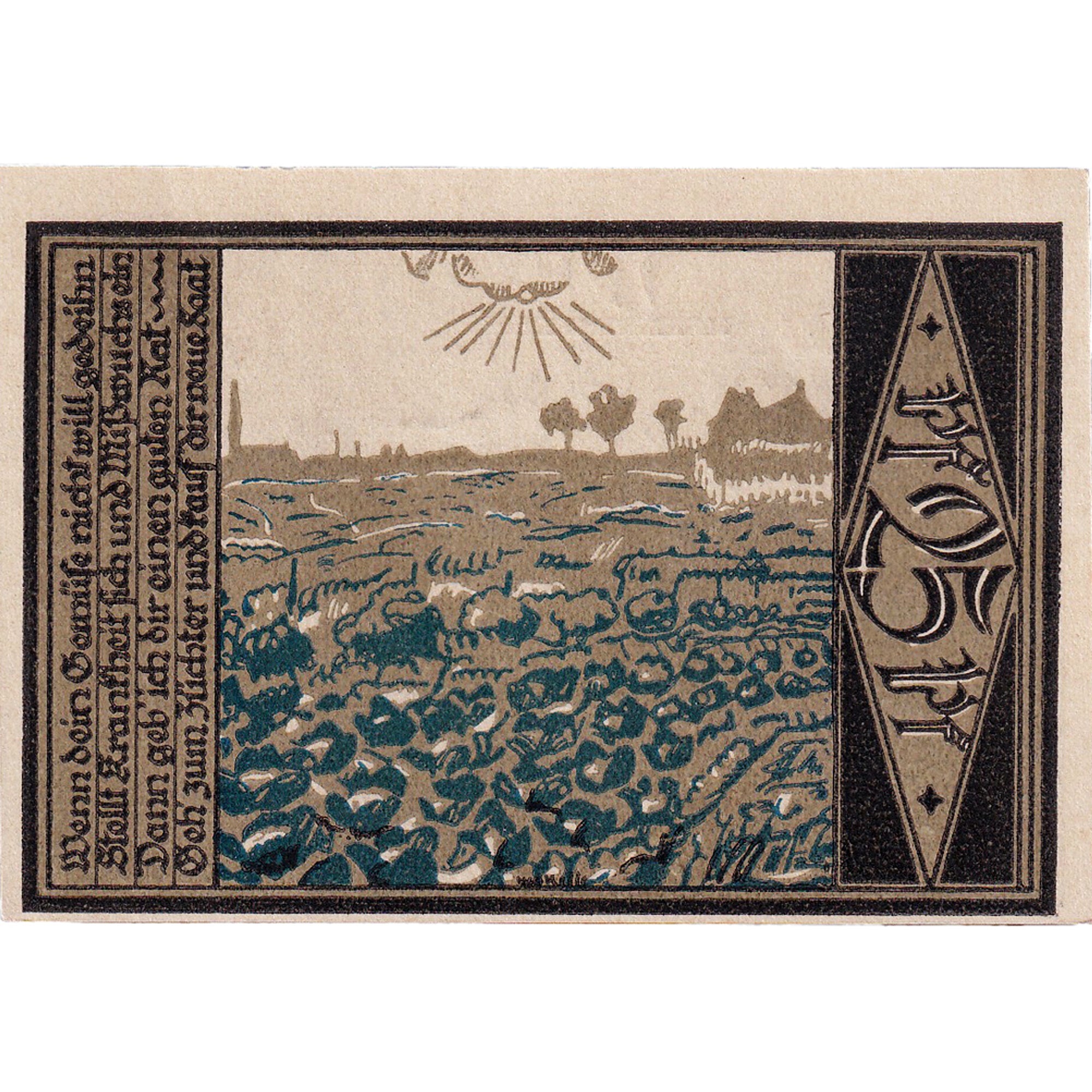 Banconote, Germania, Aschersleben, 25 Pfennig, paysage, 1921 SPL Mehl:50.6