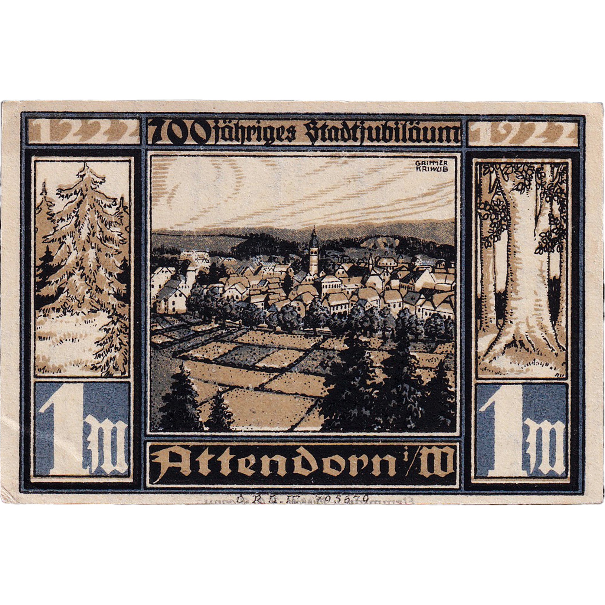 Banconote, Germania, Attendorn, 1 Mark, tour, 1922, SPL, Mehl:51.1c