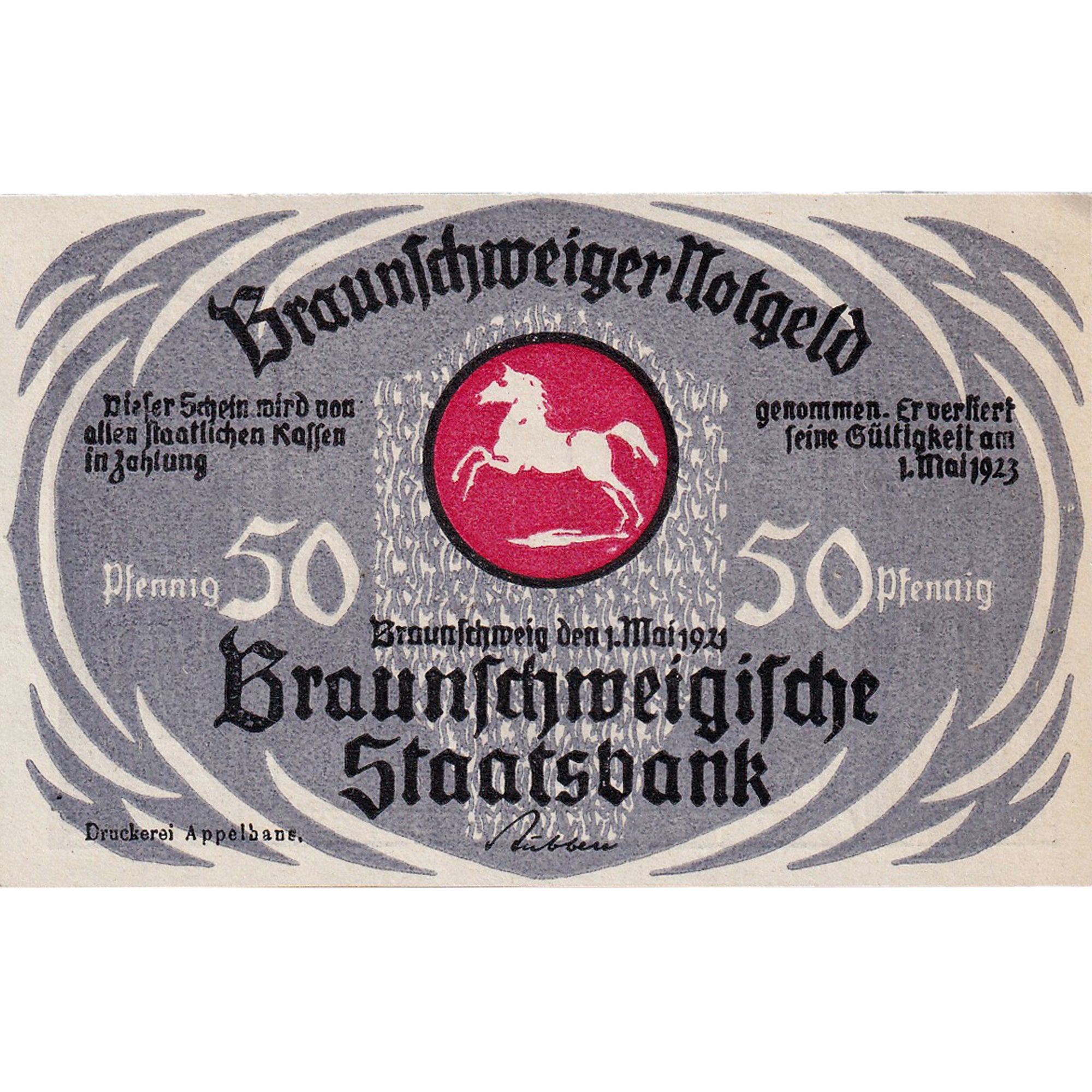 Banconote, Germania, Braunschweig, 50 Pfennig, Eglise, 1923 SPL Mehl:155.3a