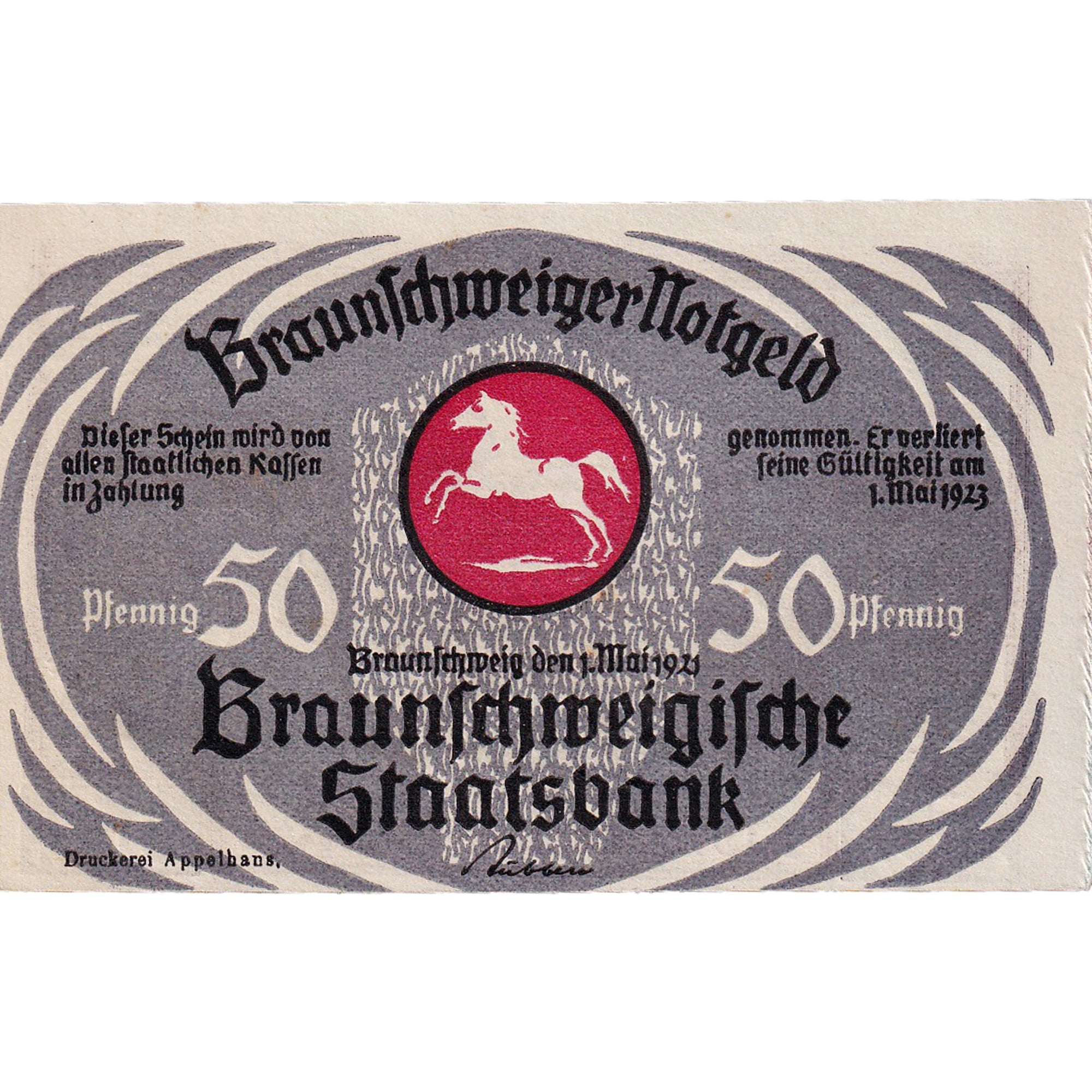 Banknot, Niemcy, Braunschweig, 50 Pfennig, course, 1923 UNC(63) Mehl:155.3a