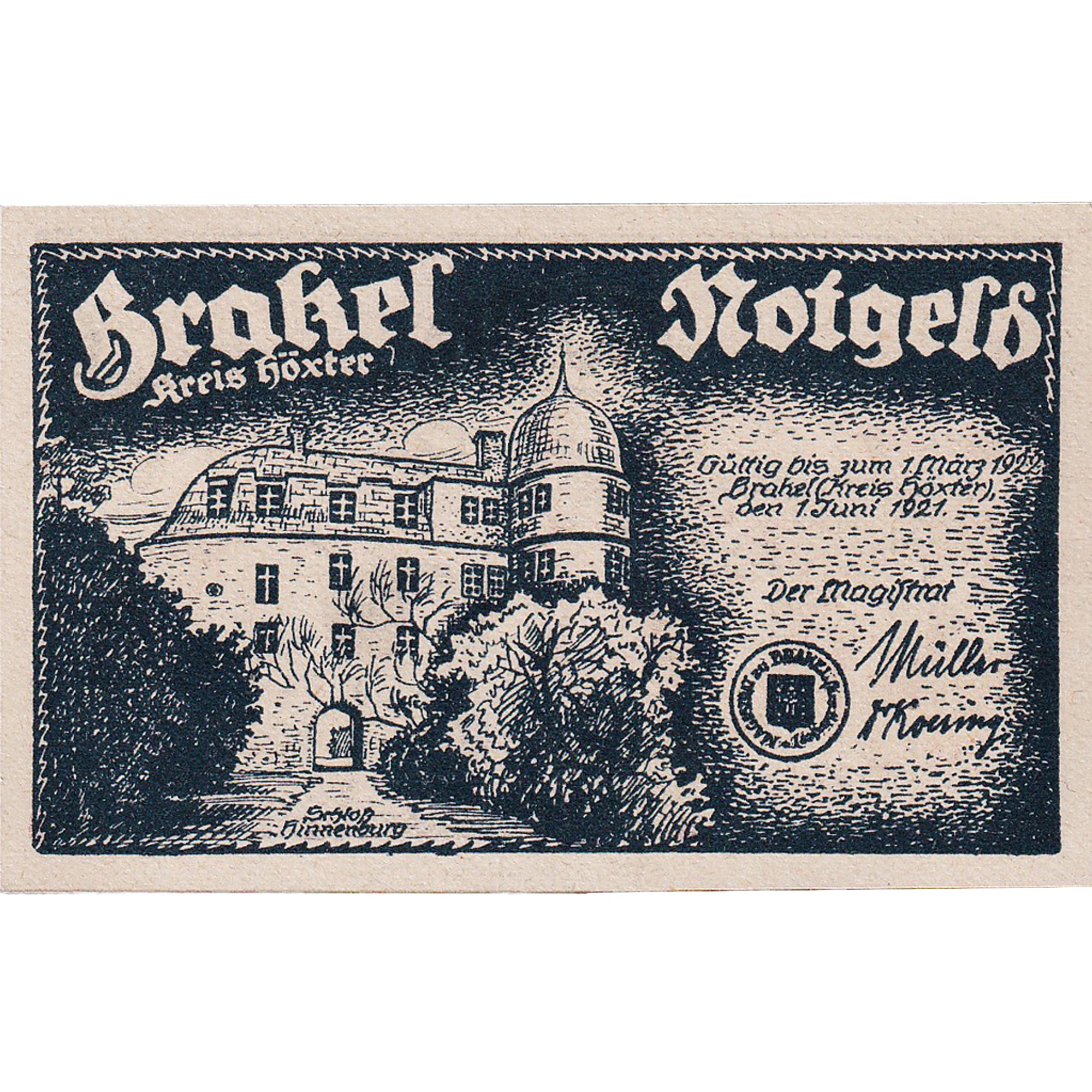 Banconote, Germania, Brakel, 50 Pfennig, château 1922-03-01, SPL Mehl:150.1