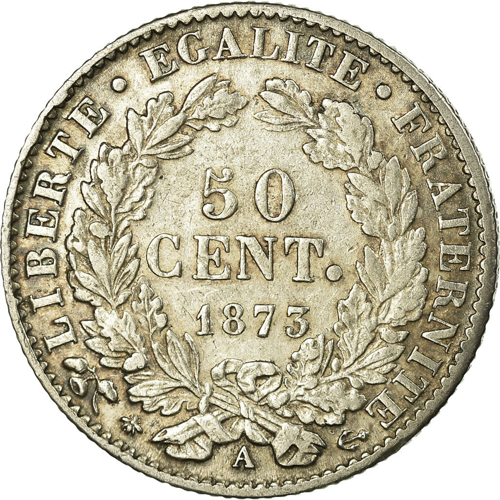 Moneta, Francia, Cérès, 50 Centimes, 1873, Paris, BB+, Argento, KM:834.1