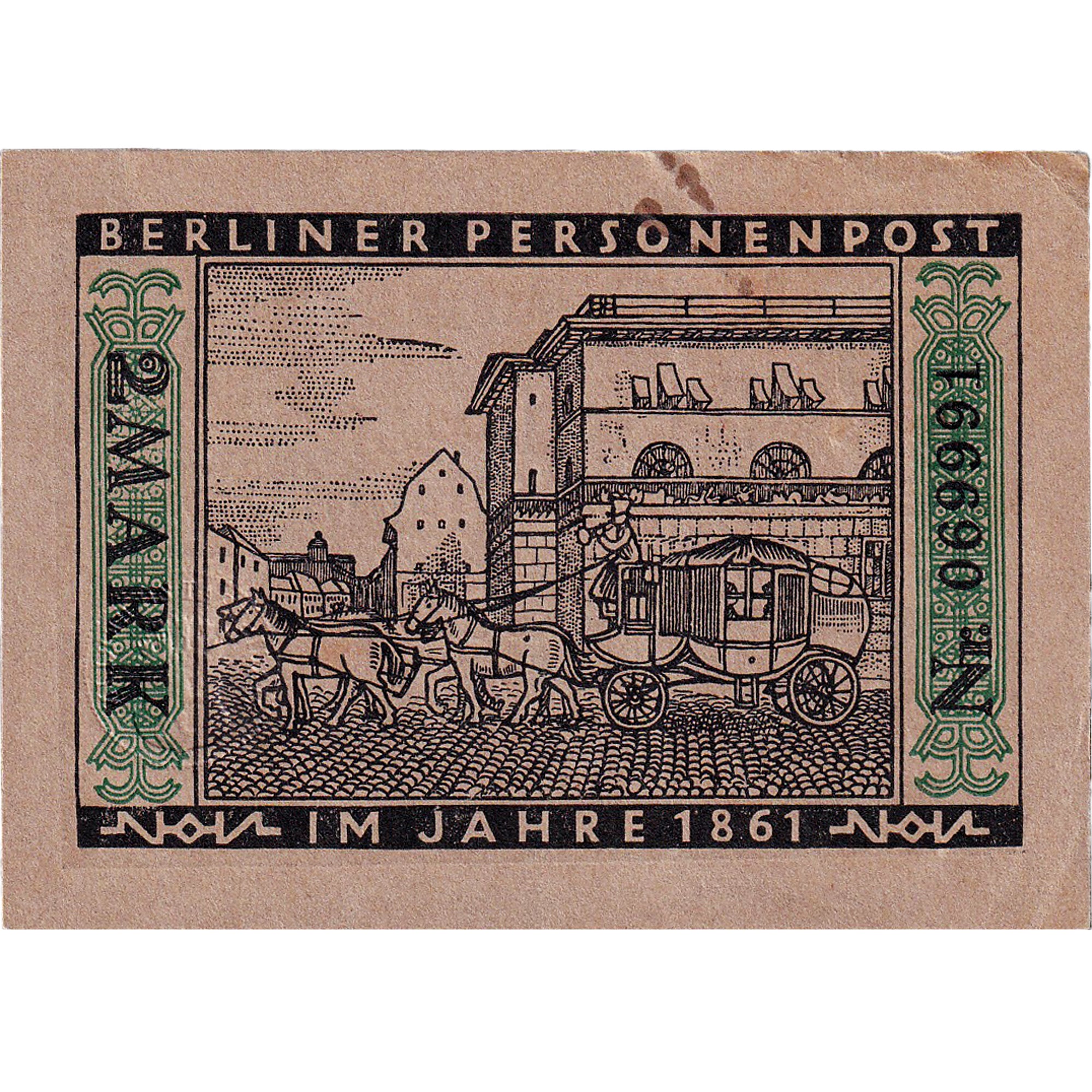 Banknot, Niemcy, Berlin, 2 Mark, route, 1922, 1922-03-01, AU(55-58), Mehl:92.3