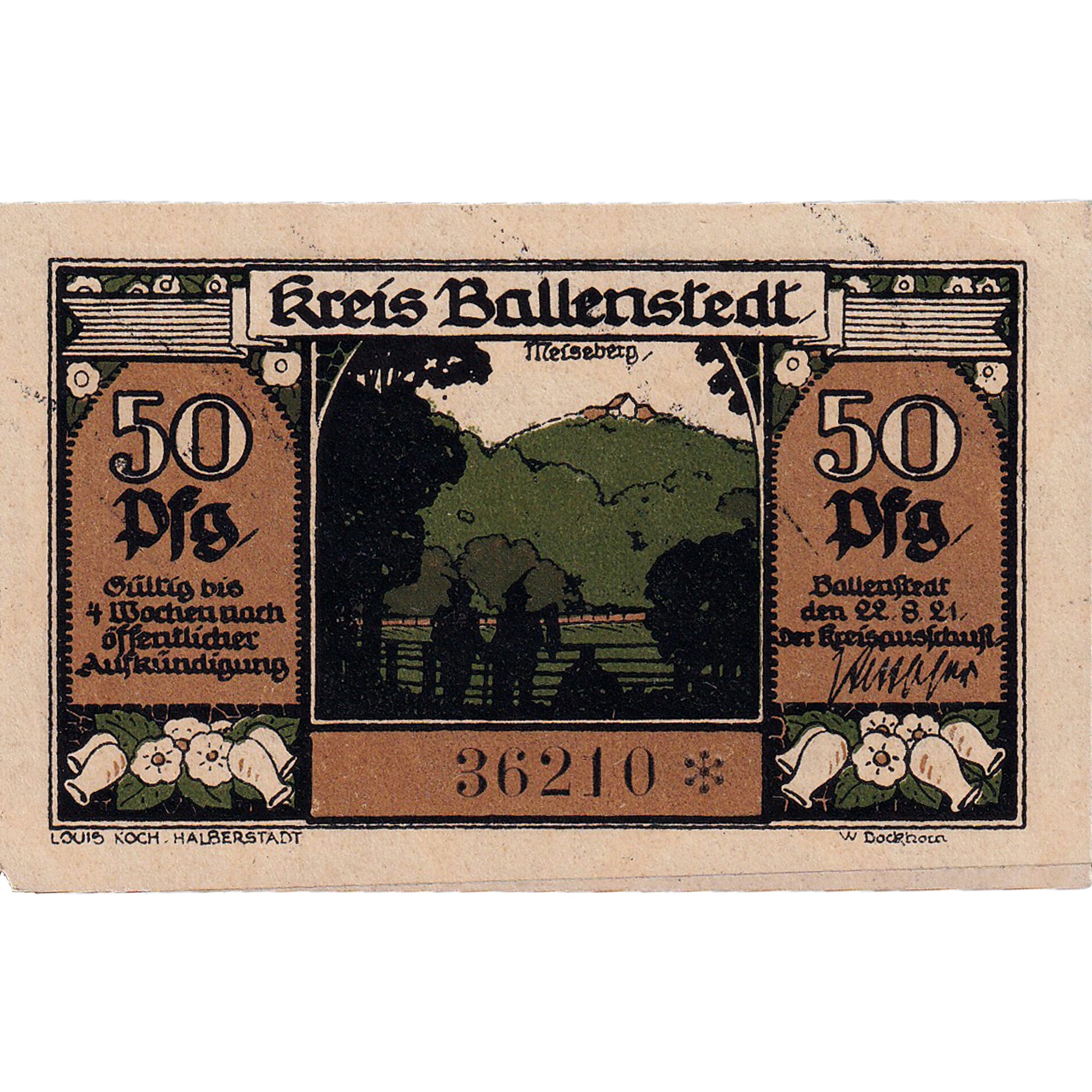 Banconote, Germania, Ballenstedt, 50 Pfennig, personnage, 1921 SPL Mehl:60.1a