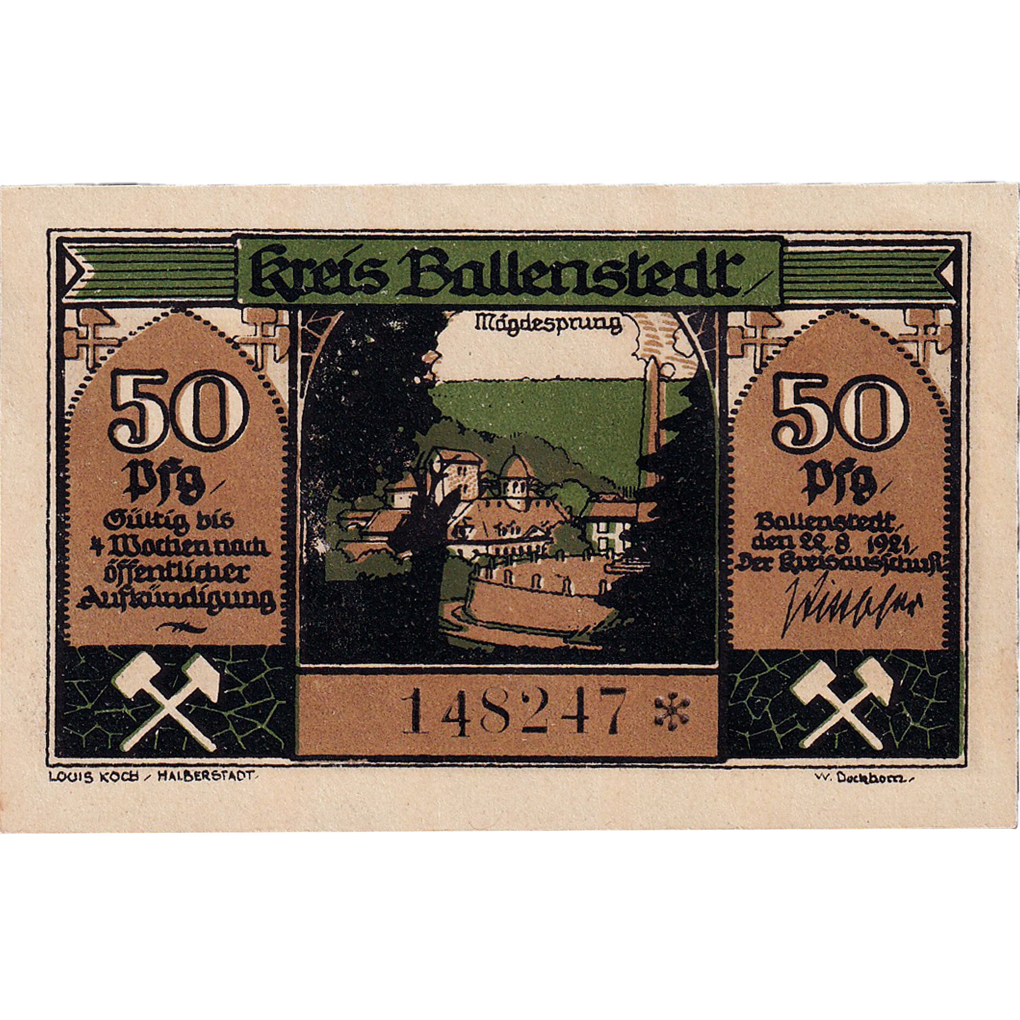 Banconote, Germania, Ballenstedt, 50 Pfennig, jardin, 1921 SPL Mehl:60.1a