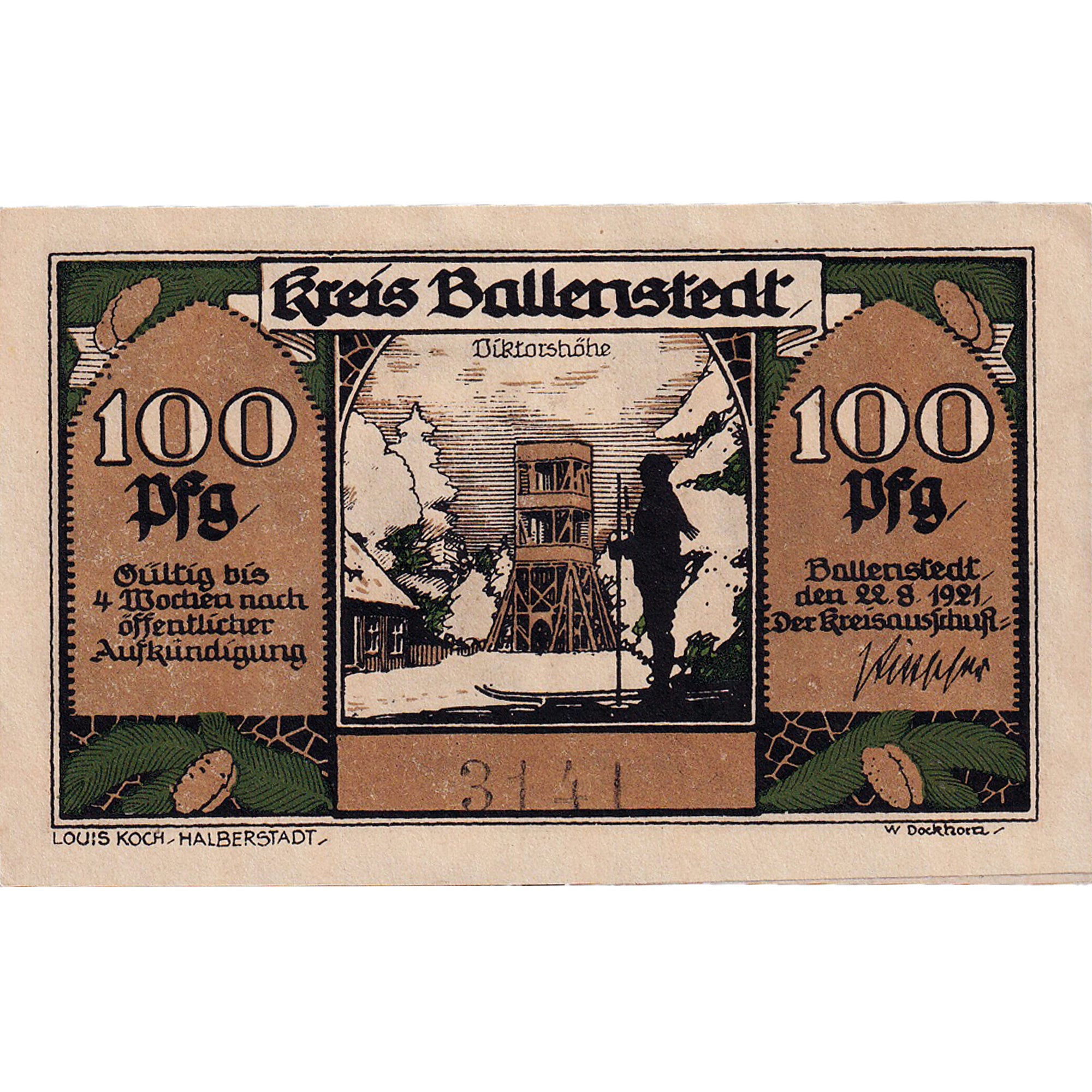 Banconote, Germania, Ballenstedt, 100 Pfennig, neige, 1921 SPL Mehl:61.1a