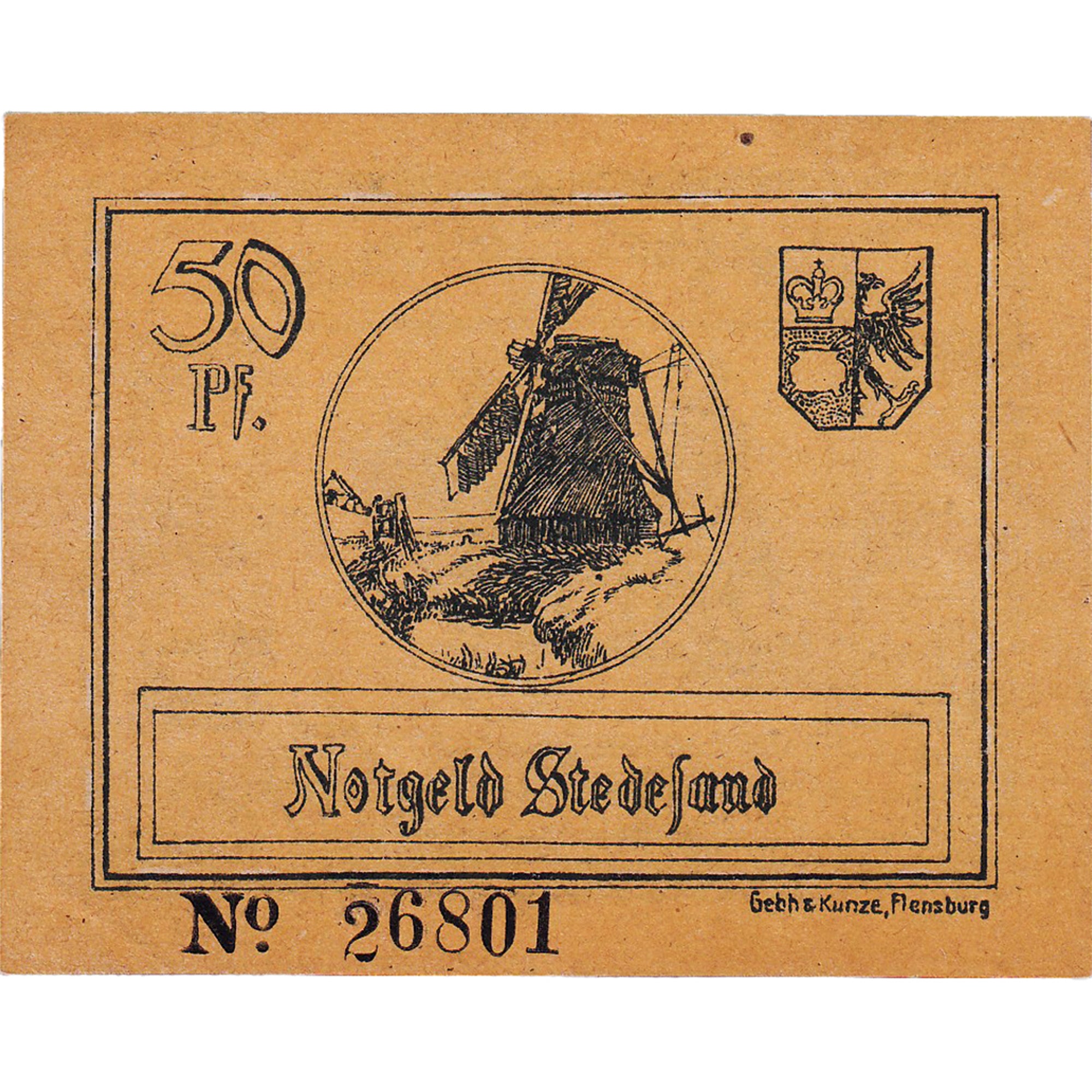 Banknot, Niemcy, Stedesand, 50 Pfennig, personnage, 1920 UNC(63) Mehl:1259.1b