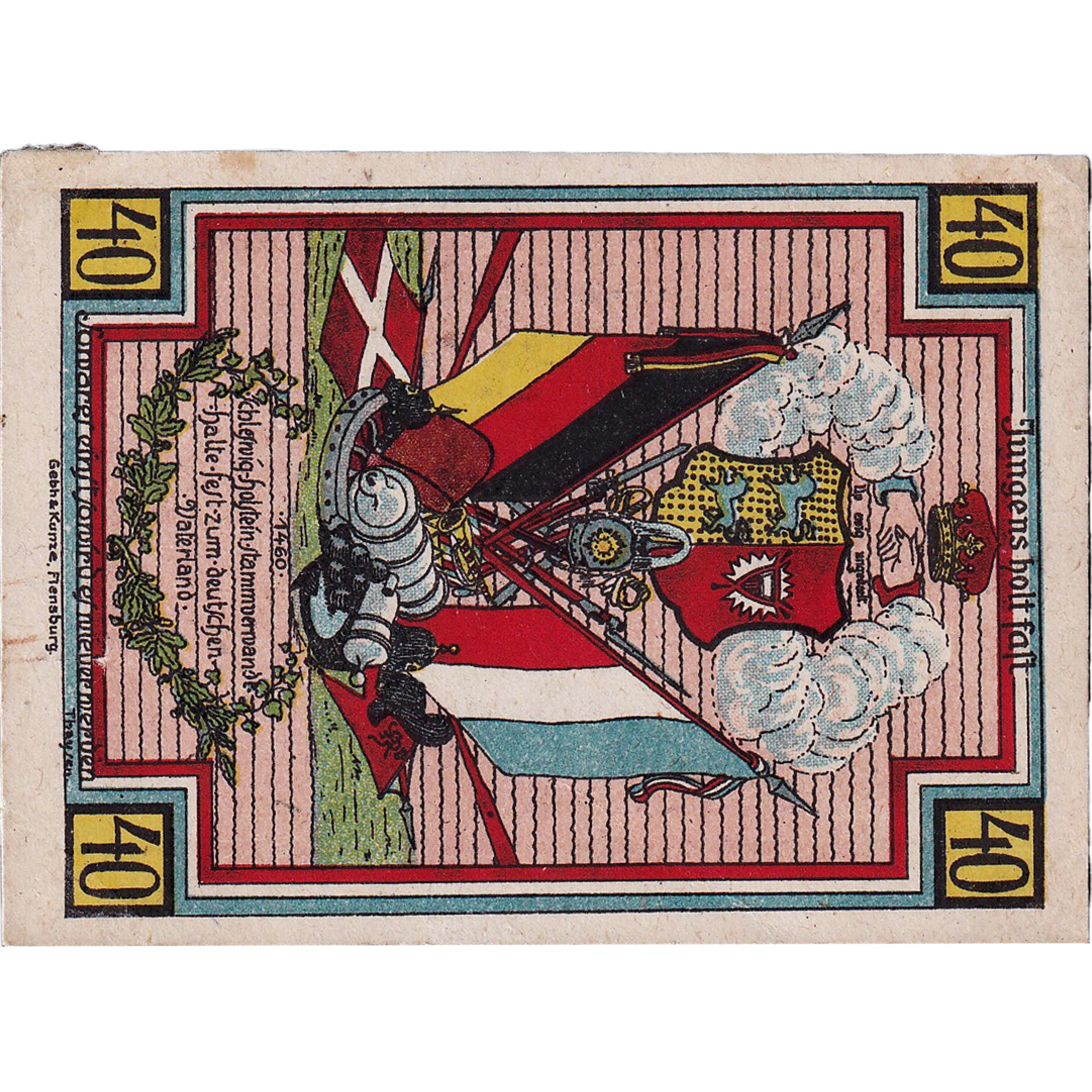 Banconote, Germania, Stedesand, 40 Pfennig, drapeau, 1920 SPL Mehl:1259.1a