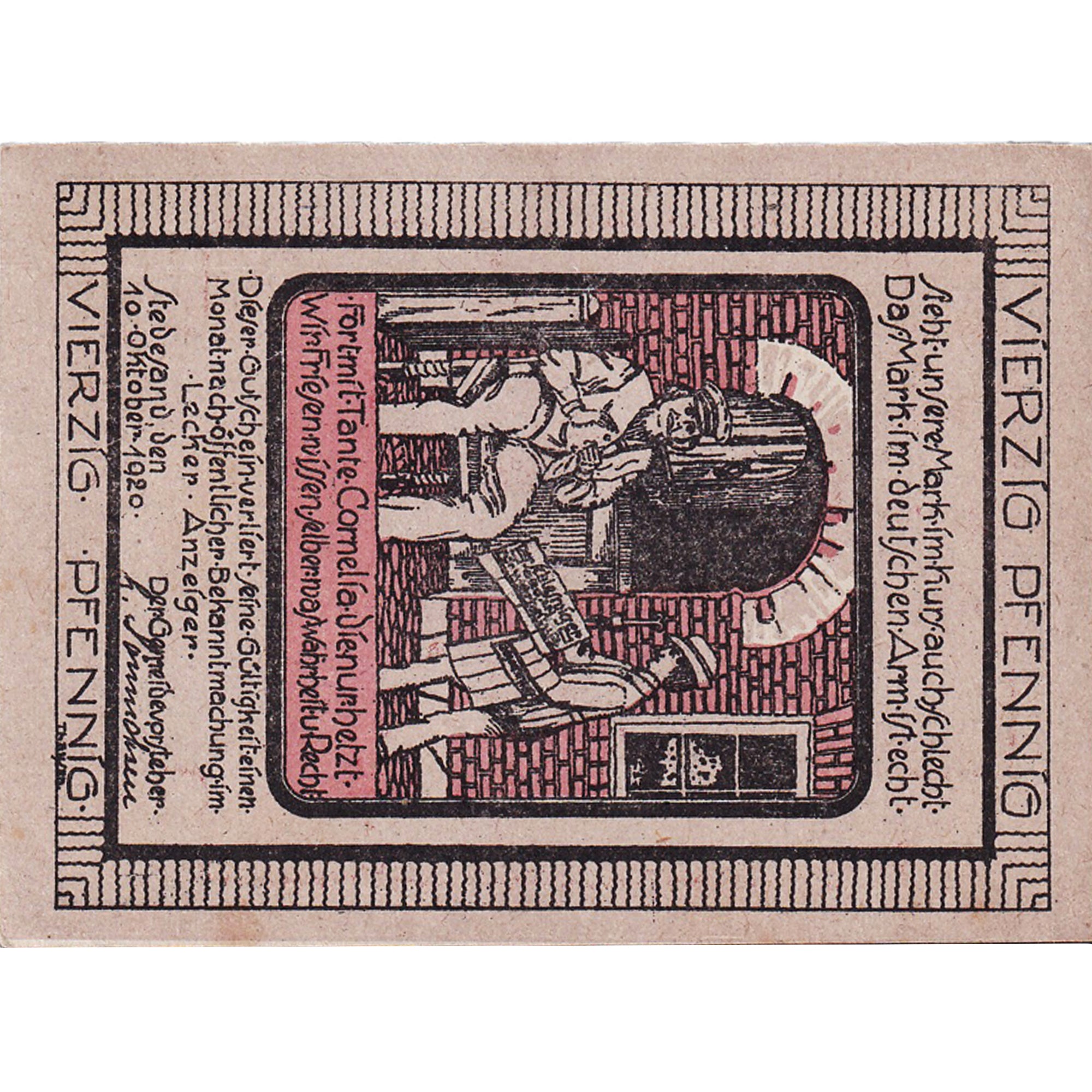 Banconote, Germania, Stedesand, 40 Pfennig, drapeau, 1920 SPL Mehl:1259.1a
